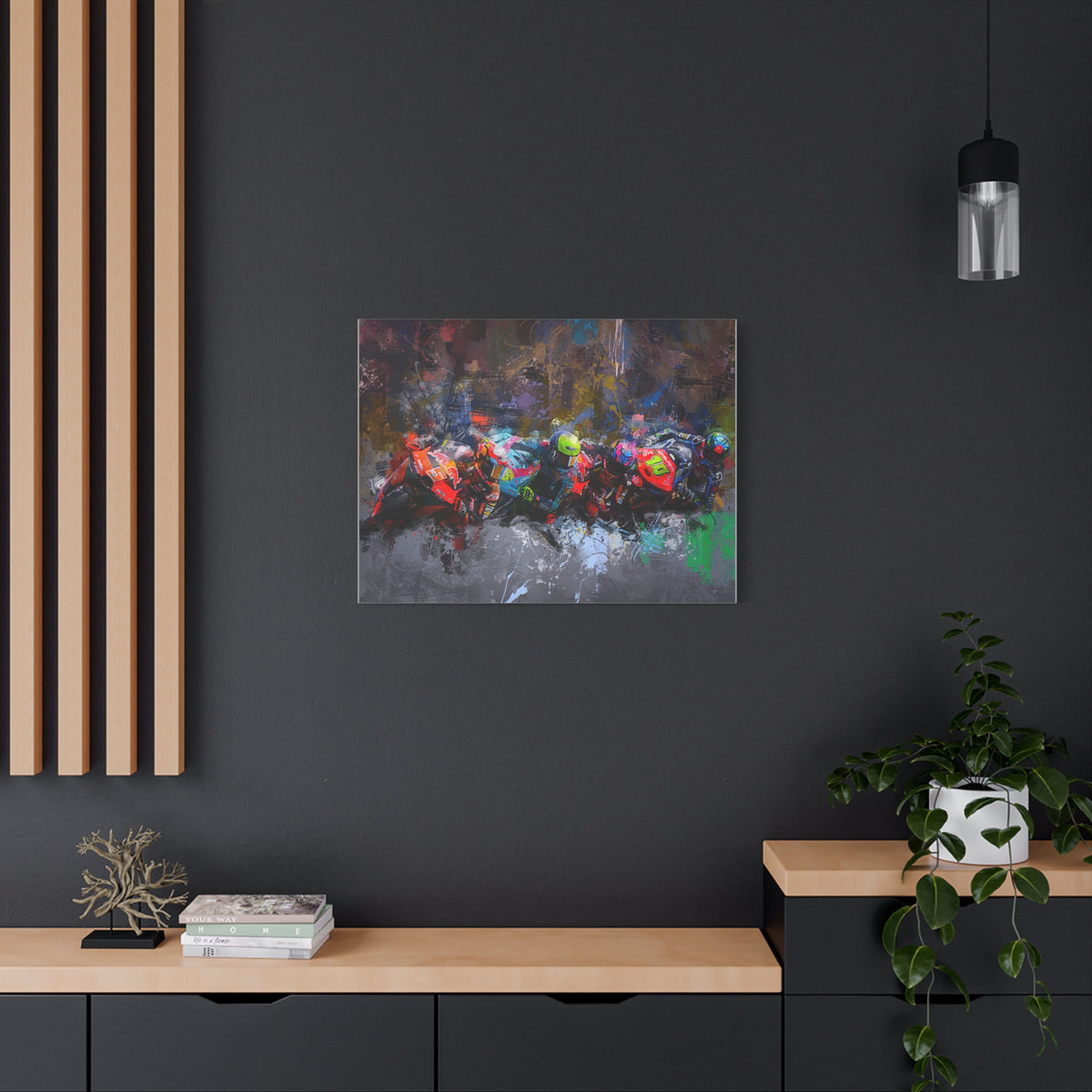 Racing Elegance: Stretched Canvas MotoGP Fine Art Print Poster - Ready to Hang, Wall Art MotoGP Gift