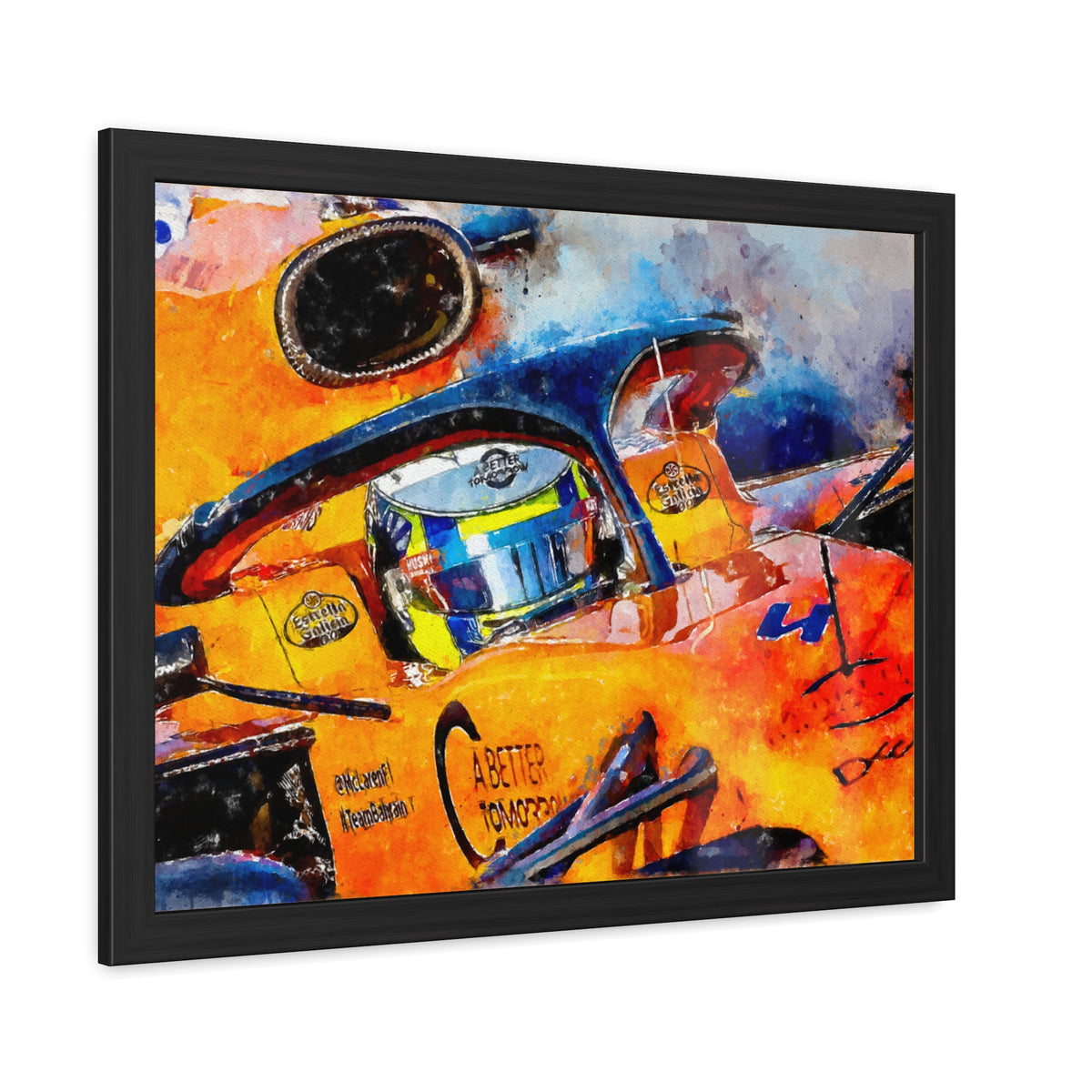 Lando Norris F1 Masterpiece: Framed Watercolour Fine Art Print Poster - Ready to Hang, Wall Art Formula One Gift