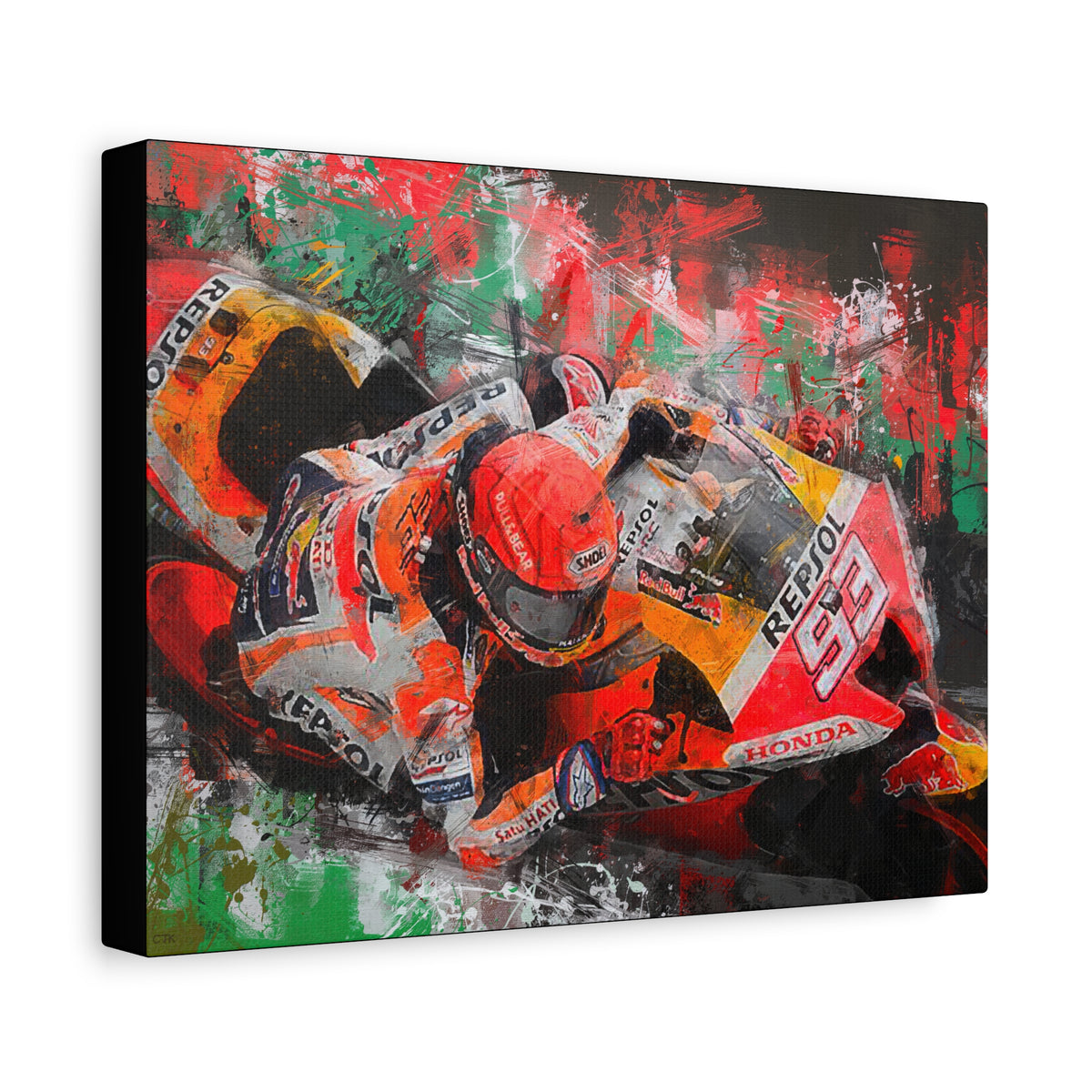 MotoGP Marc Marquez, Stretched Canvas Fine Art Print Poster, Ready to Hang, Wall Art Poster for Motorsports Enthusiasts, Perfect MotoGP Gift