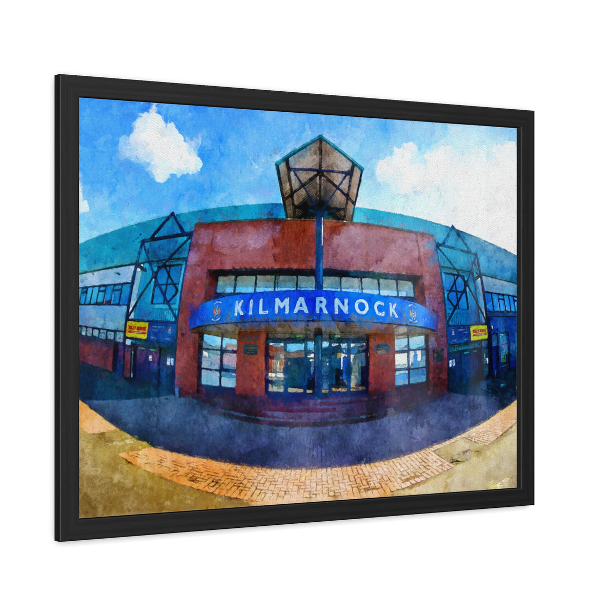Kilmarnock FC Rugby Park Framed Fine Art - Ready to Hang Framed Watercolour Fine Art Painting Print, Football Wall Art, Soccer Fan Gift