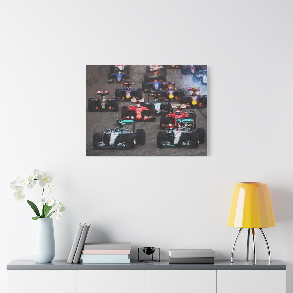 Fuel Your Walls with Speed: Stretched Matte Canvas Fine Art F1 Print Poster - Ready to Hang, Wall Art Formula One Gift