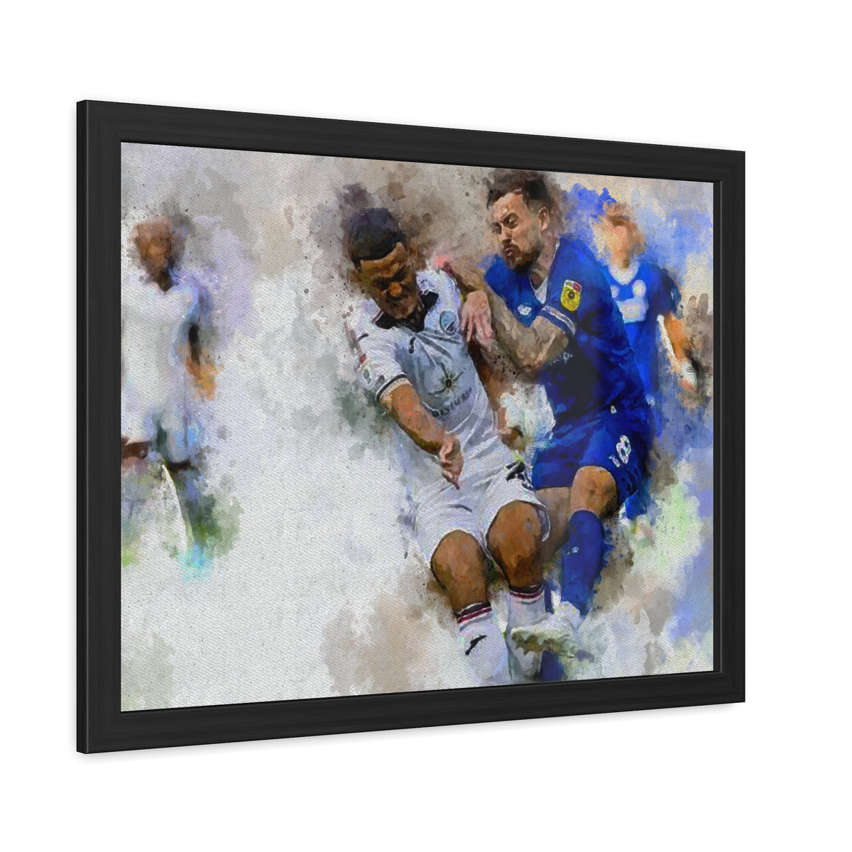 Cardiff vs. Swansea Derby Ready to Hang Framed Watercolour Fine Art Painting Print Poster, Football Wall Art, Soccer Fan Gift