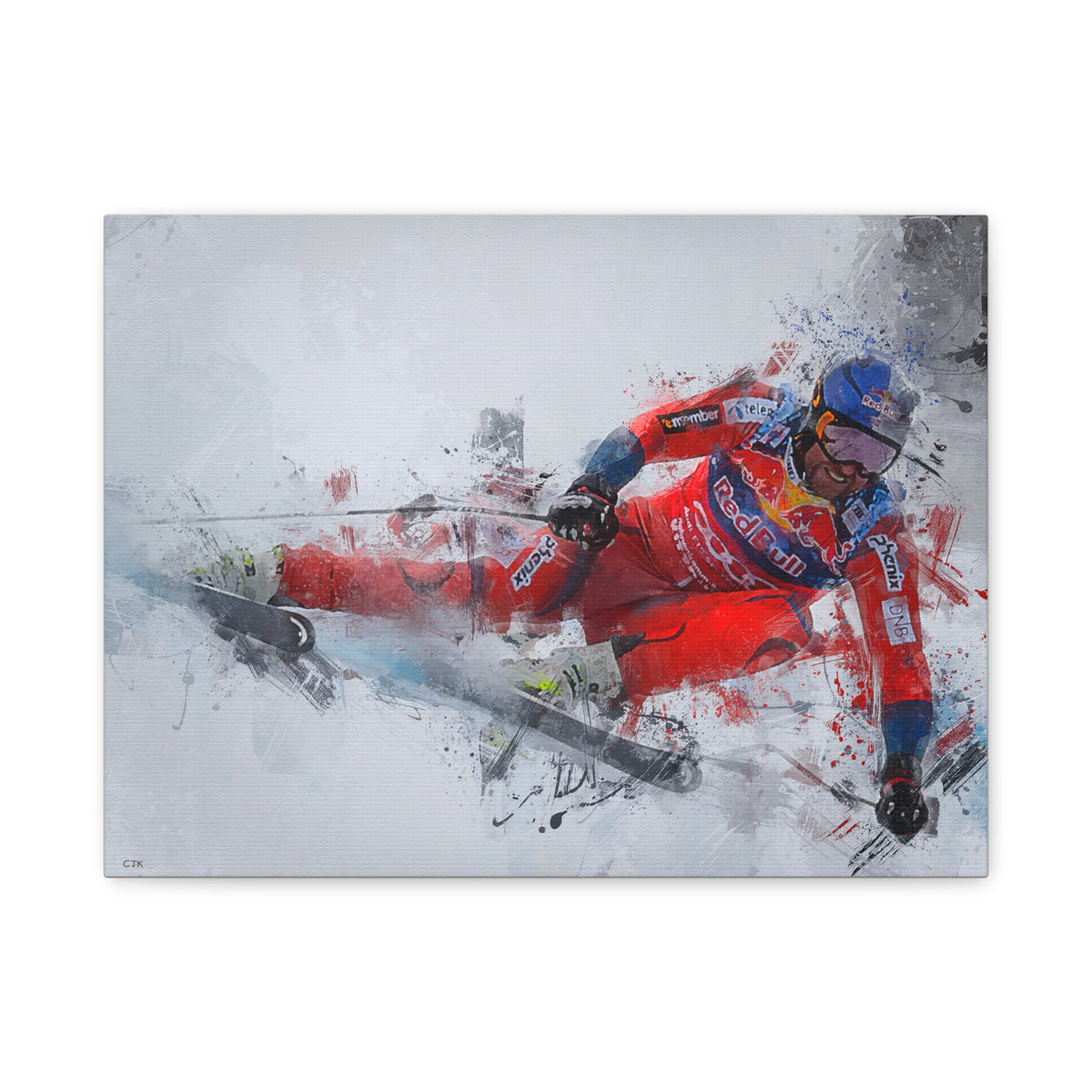 Captivating Aksel Lund Svindal Skiing Painting Print - Stretched Canvas Skiing Fine Art Print Poster- Ready to Hang Wall Art, Skier Gift