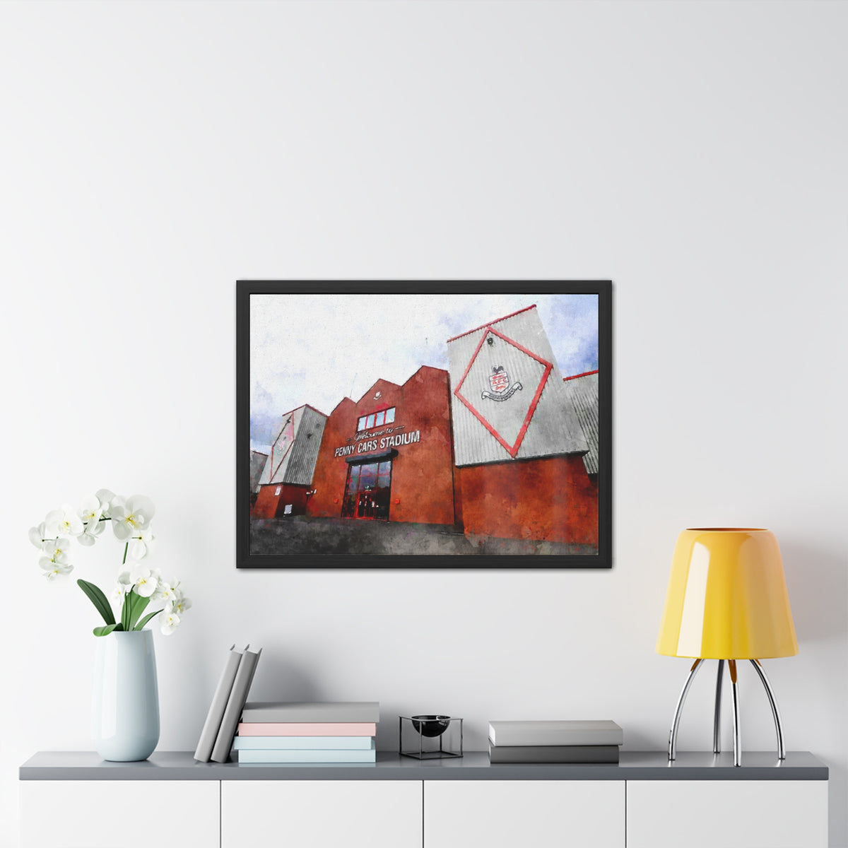 Airdrieonians Excelsior Stadium Watercolour Art - Dynamic Diamonds Football Print - Ready to Hang Framed Watercolour Fine Art Painting Print Poster