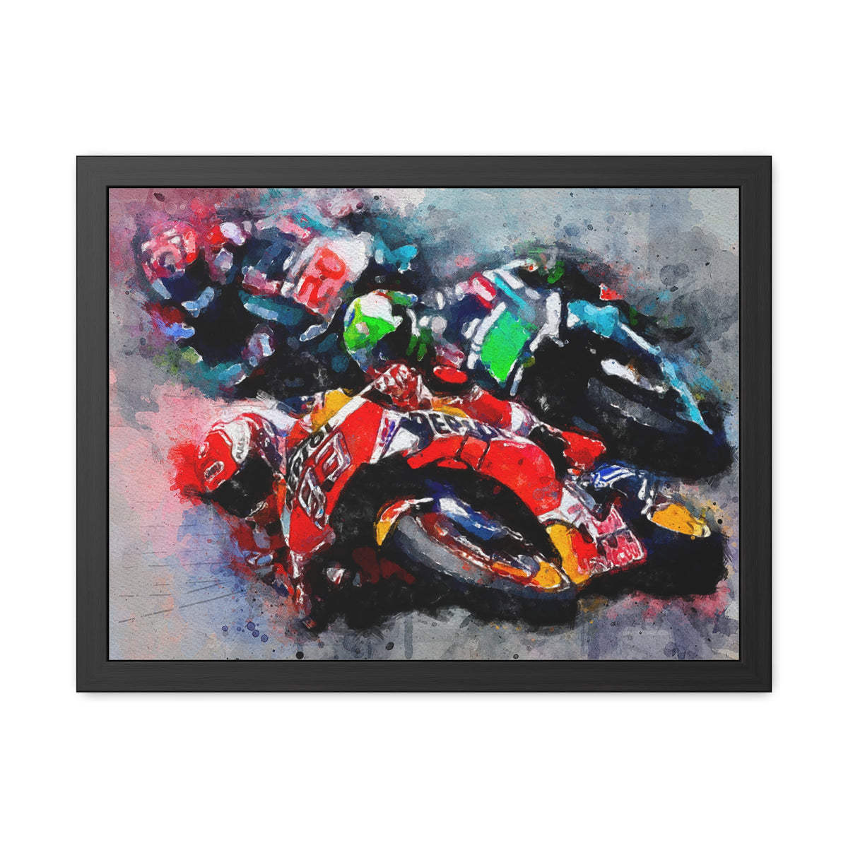 Velocity Unleashed: Framed Watercolour Fine Art MotoGP Fine Art Print Poster - Ready to Hang, Wall Art MotoGP Gift