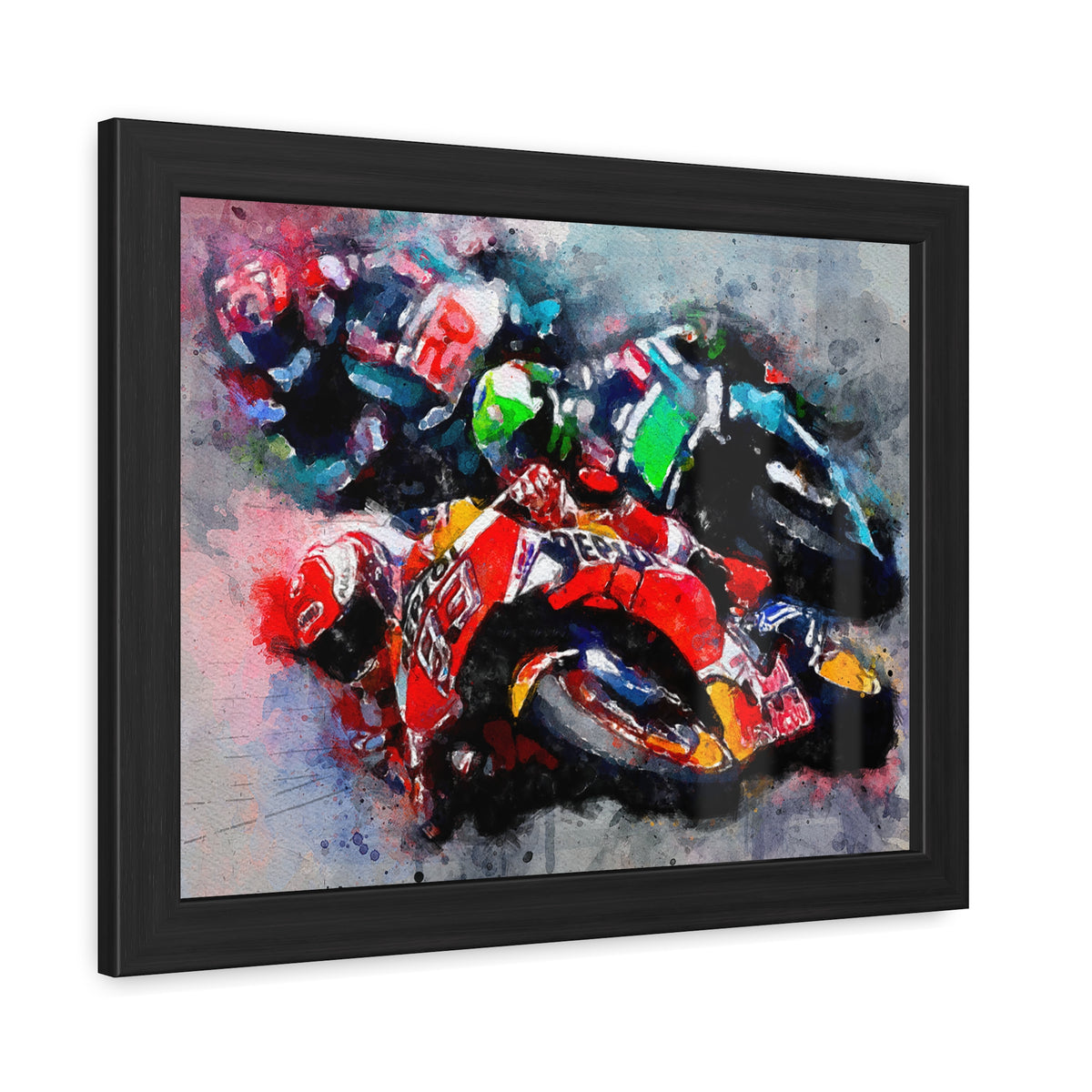 Velocity Unleashed: Framed Watercolour Fine Art MotoGP Fine Art Print Poster - Ready to Hang, Wall Art MotoGP Gift