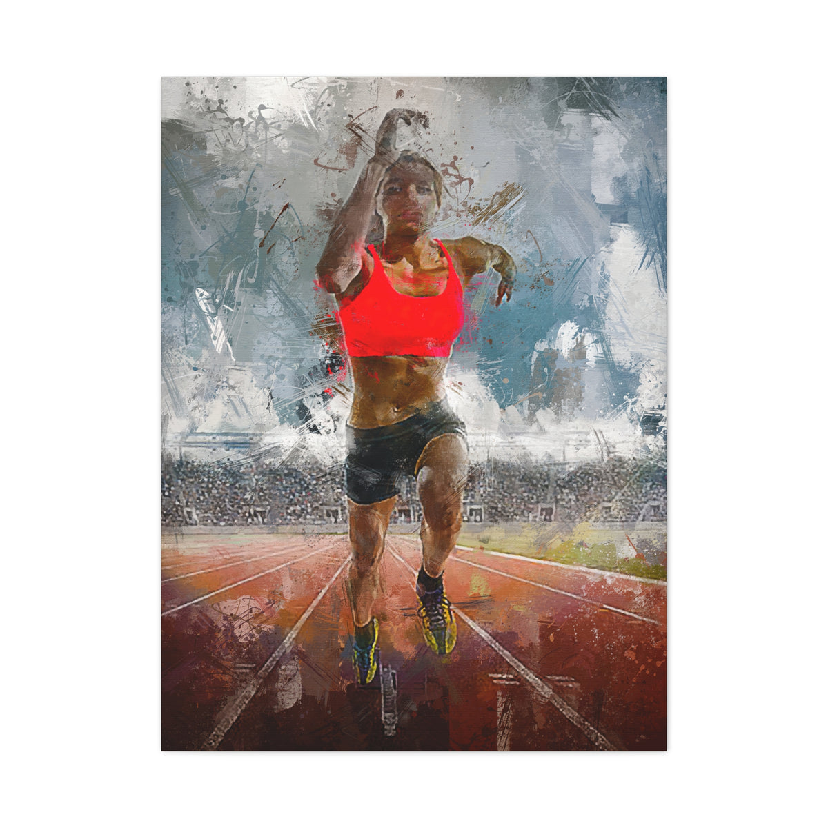 Expressionist Art Sprinter Canvas Print - Athletics Art, Stretched Canvas Fine Art Print Poster- Ready to Hang Wall Art, Sprinter Fan Gift