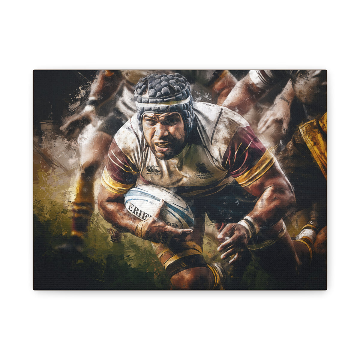 Rugby Rush Foward: Expressionist Canvas Art - Ready to Hang Wall Art, Rugby Fan Gift - Stretched Canvas Rugby Fine Art Print Poster