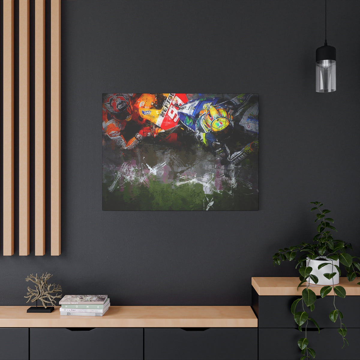 Duel of Champions: Stretched Canvas Fine Art MotoGP Print Poster - Ready to Hang, Wall Art MotoGP Gift