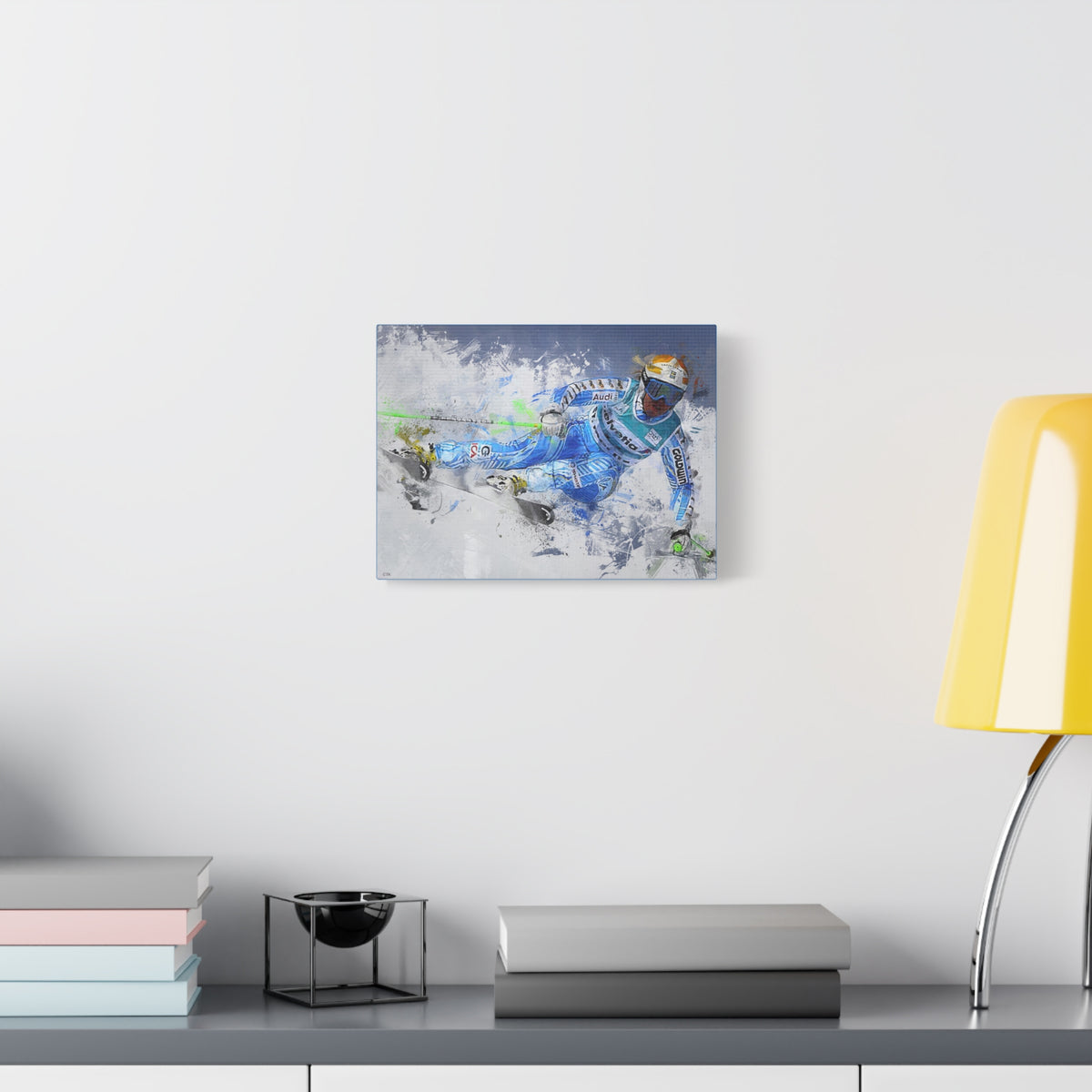 Anja Pärson's Alpine Elegance Skiing Painting Print on Stretched Canvas Skiing Fine Art Print Poster- Ready to Hang Wall Art, Skier Gift