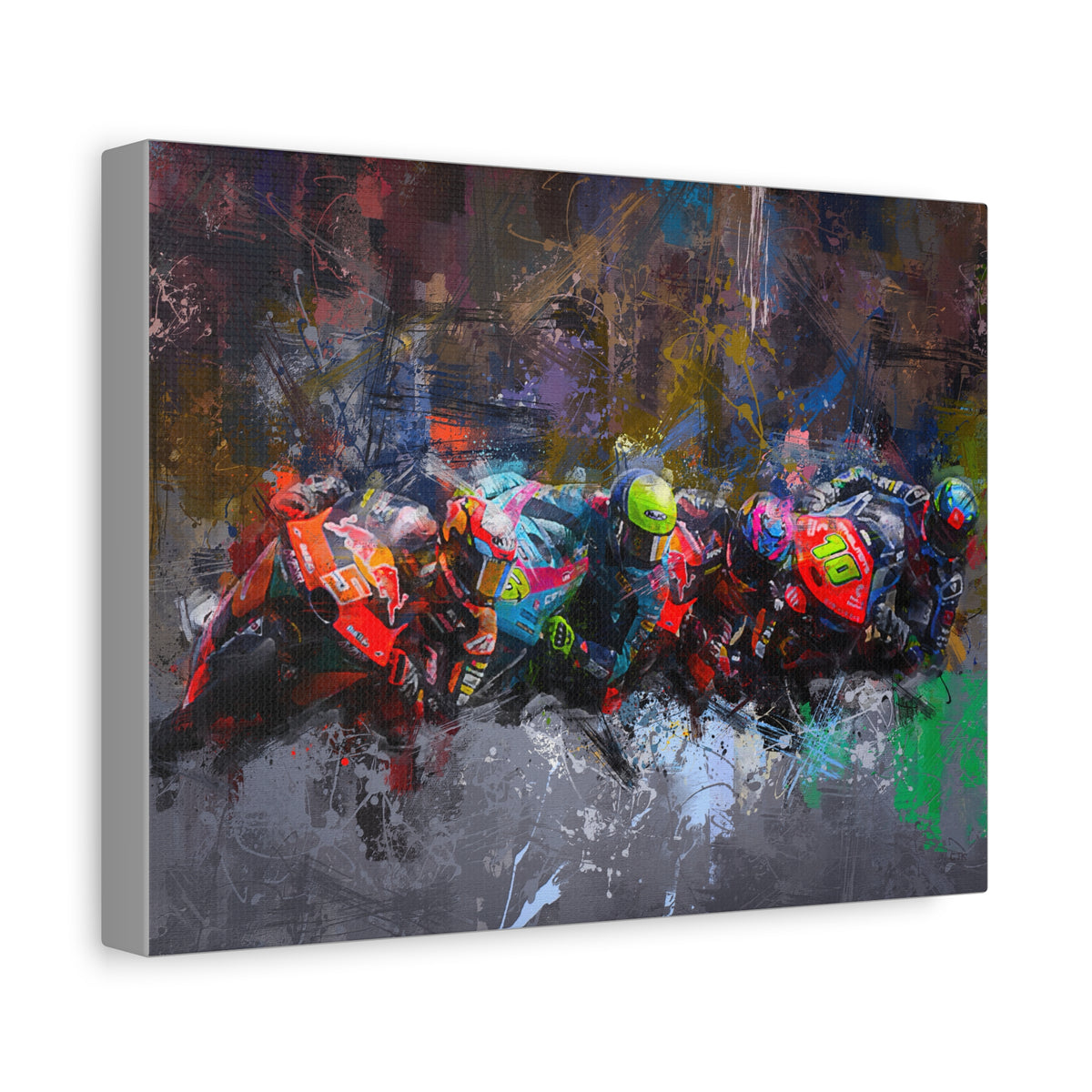 Racing Elegance: Stretched Canvas MotoGP Fine Art Print Poster - Ready to Hang, Wall Art MotoGP Gift