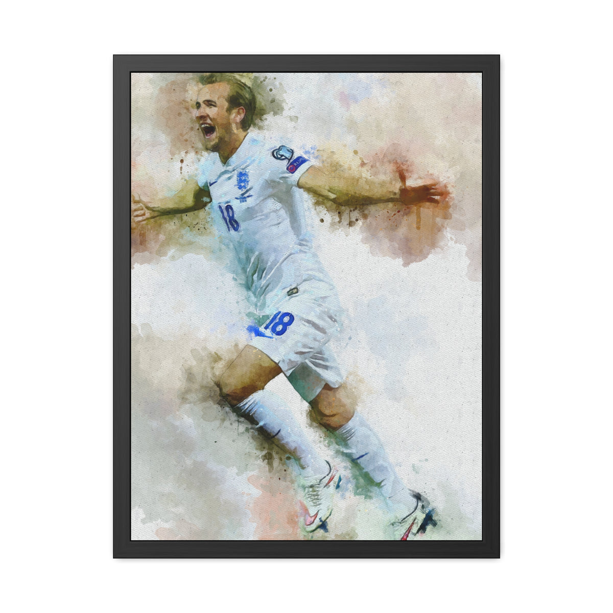 Harry Kane Expressionist Watercolour Print Portrait, Football Legend Art, Tottenham Hotspur and England Star, Ready to Hang Framed Watercolour Fine Art Painting Print Poster, Football Wall Art, Soccer Fan Gift