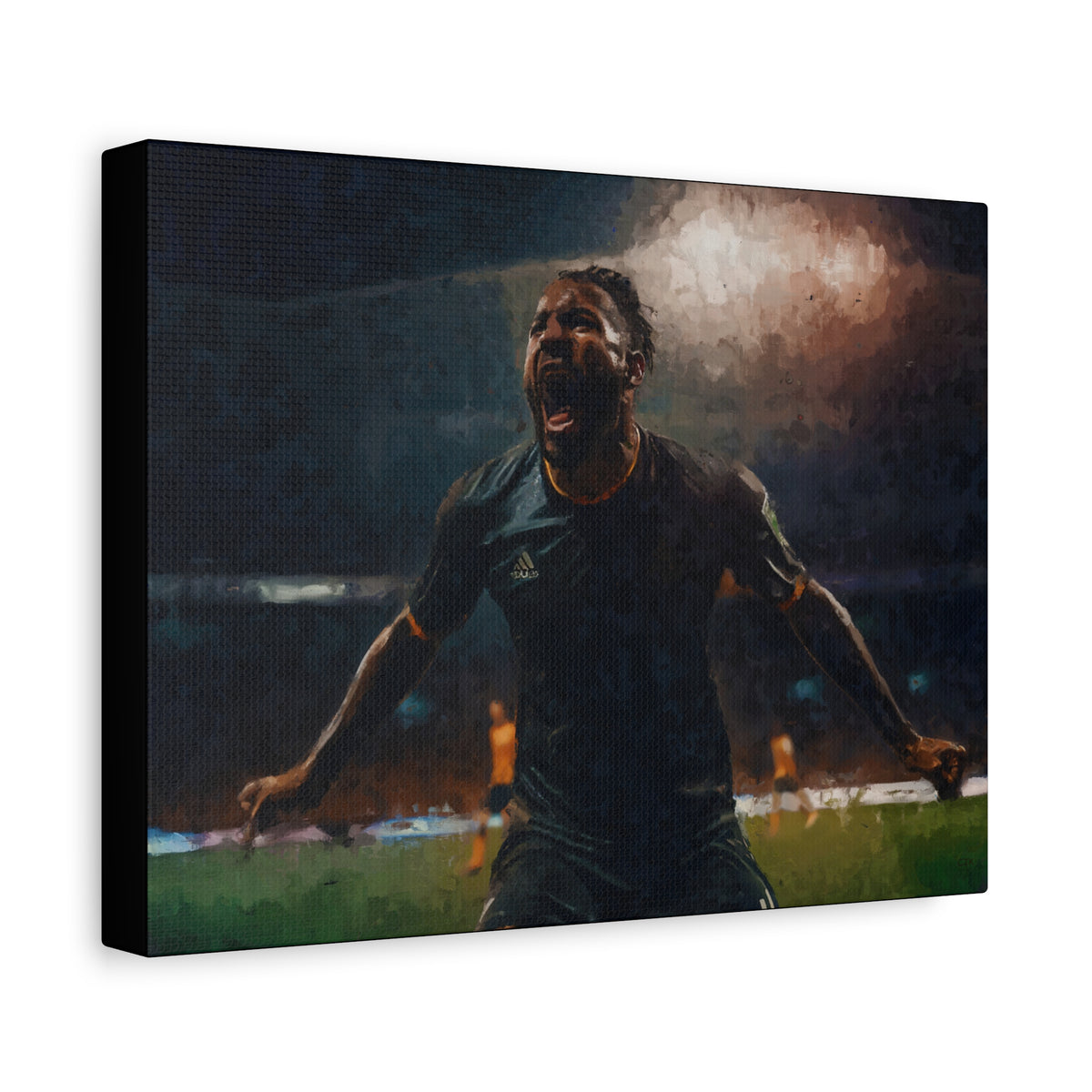Celebrating Victory: Impressionist Soccer Art Print - Stretched Canvas Fine Art Poster, Ready to Hang - Perfect Football Fan Gift.