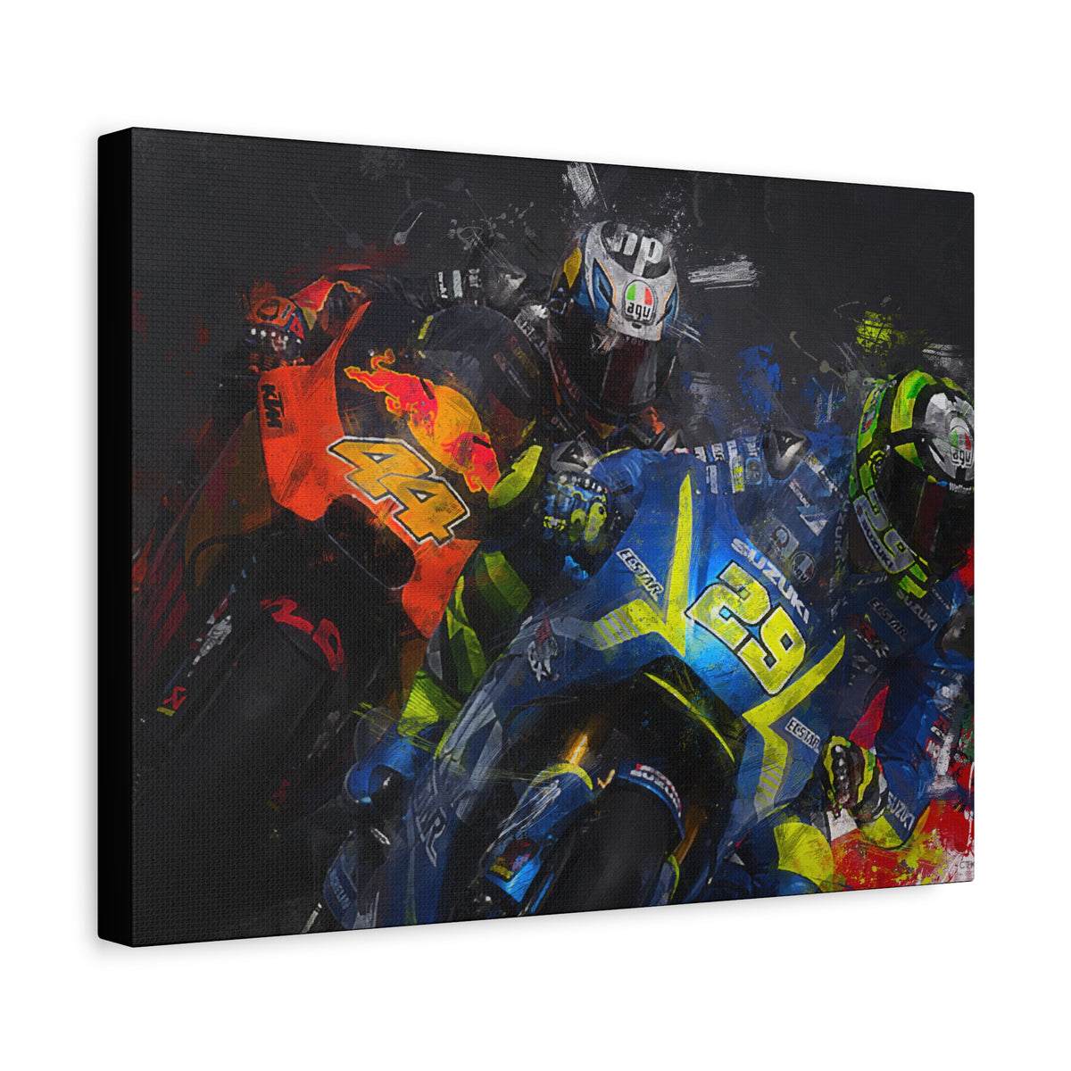 Ride into the MotoGP Thrill: Stretched Canvas Fine Art Print Poster - Ready to Hang, Wall Art MotoGP Gift