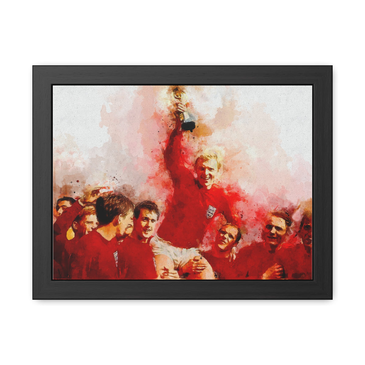 World Cup Winners 1966 England Watercolor Painting, Ready to Hang Framed Art Print Poster, England Fan Gift