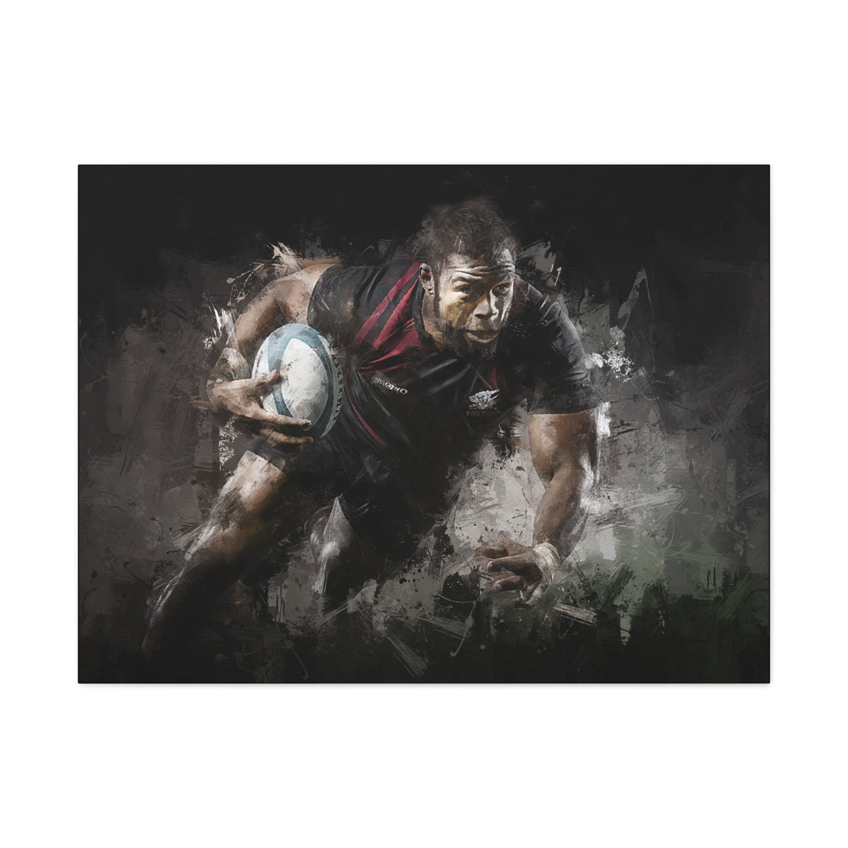Rugby Dynamo: Expressionist Canvas Fine Art Print Poster - Ready to Hang Wall Art, Rugby Fan Gift