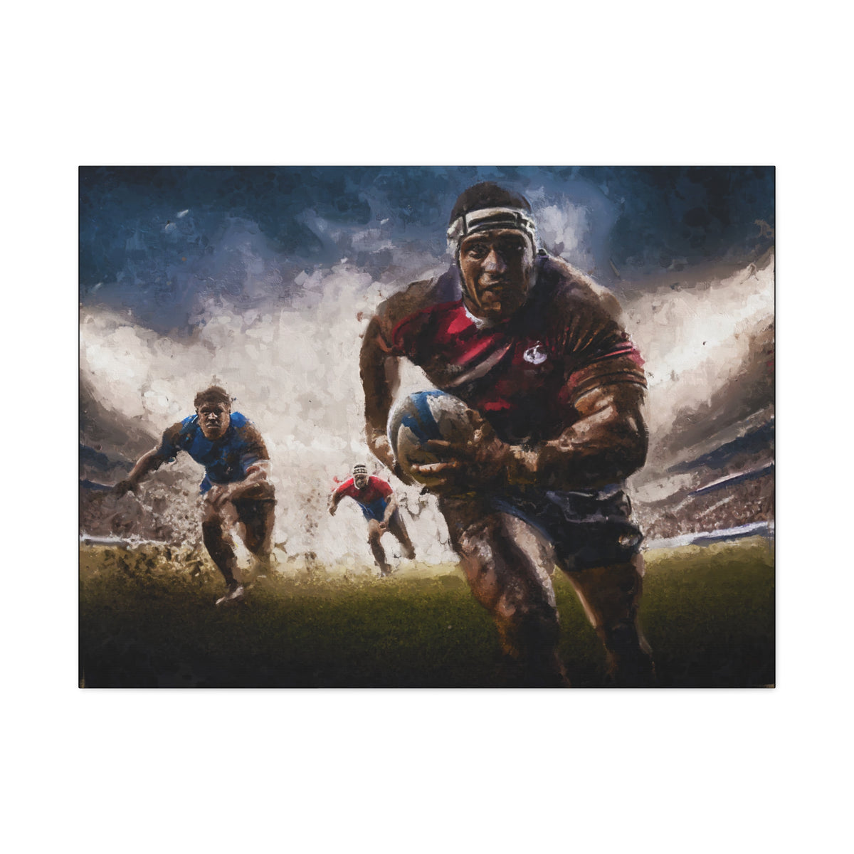 Rugby in Motion: Impressionist Canvas Fine Art Print - Ready to Hang Wall Art, Rugby Fanatic Gift