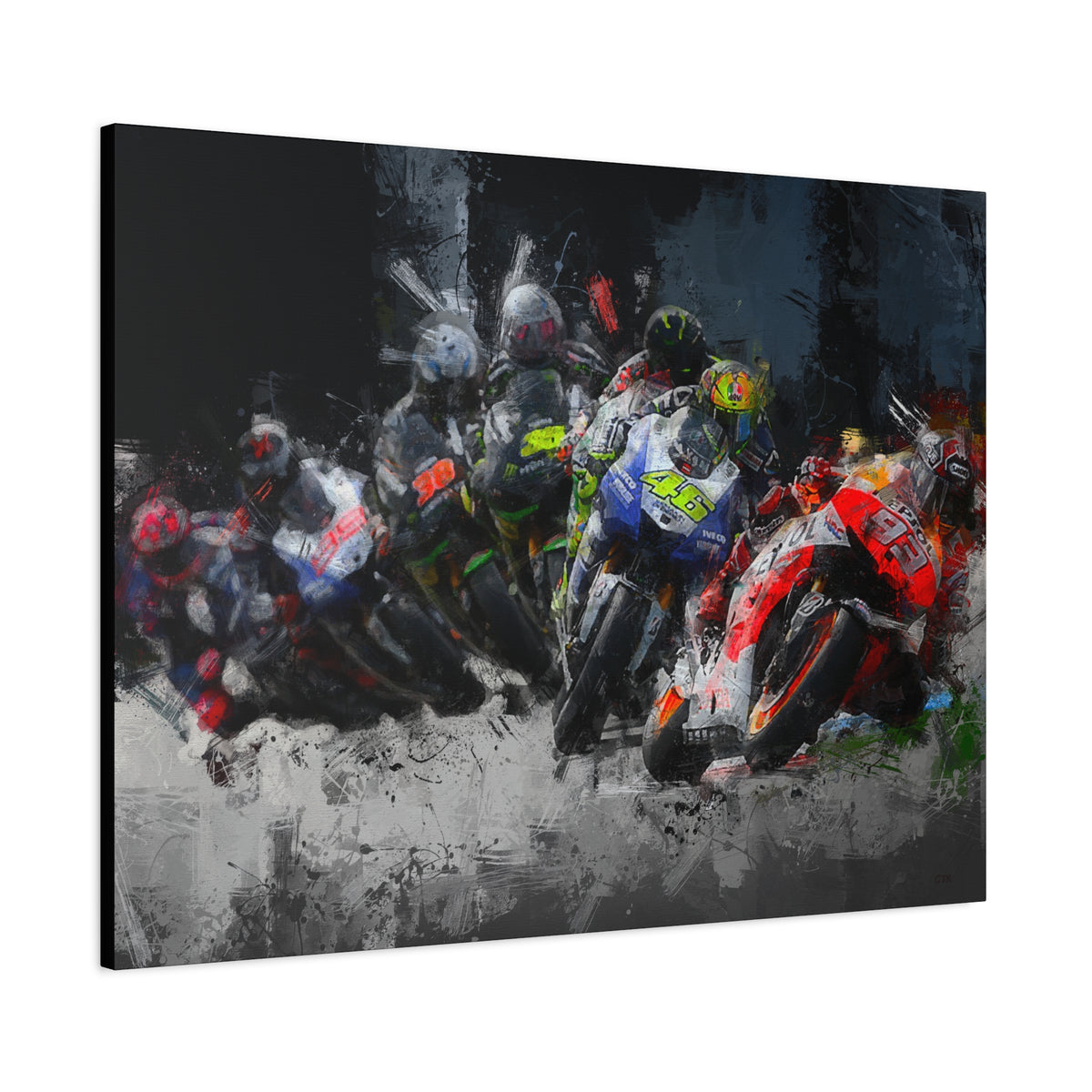 Rev Up Your Walls with Thrilling MotoGP Action! Stretched Canvas Fine Art MotoGP Print Poster - Ready to Hang, Wall Art MotoGP Gift