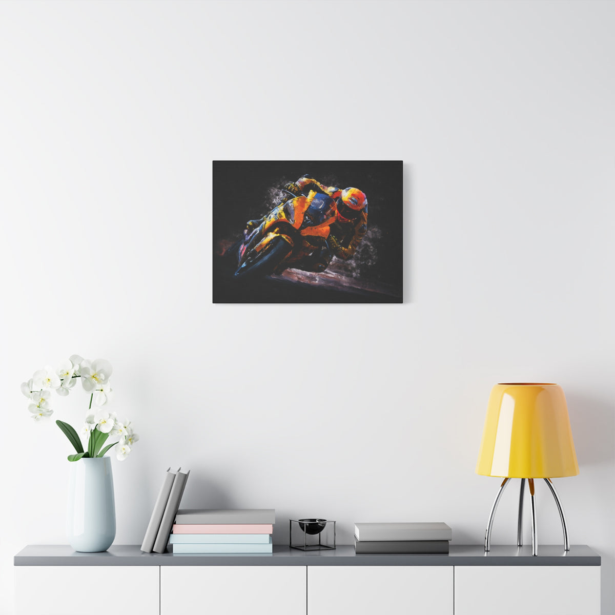 Impressionist MotoGP Bliss: Stretched Canvas Fine Art Print Poster - Ready to Hang, Wall Art MotoGP Gift