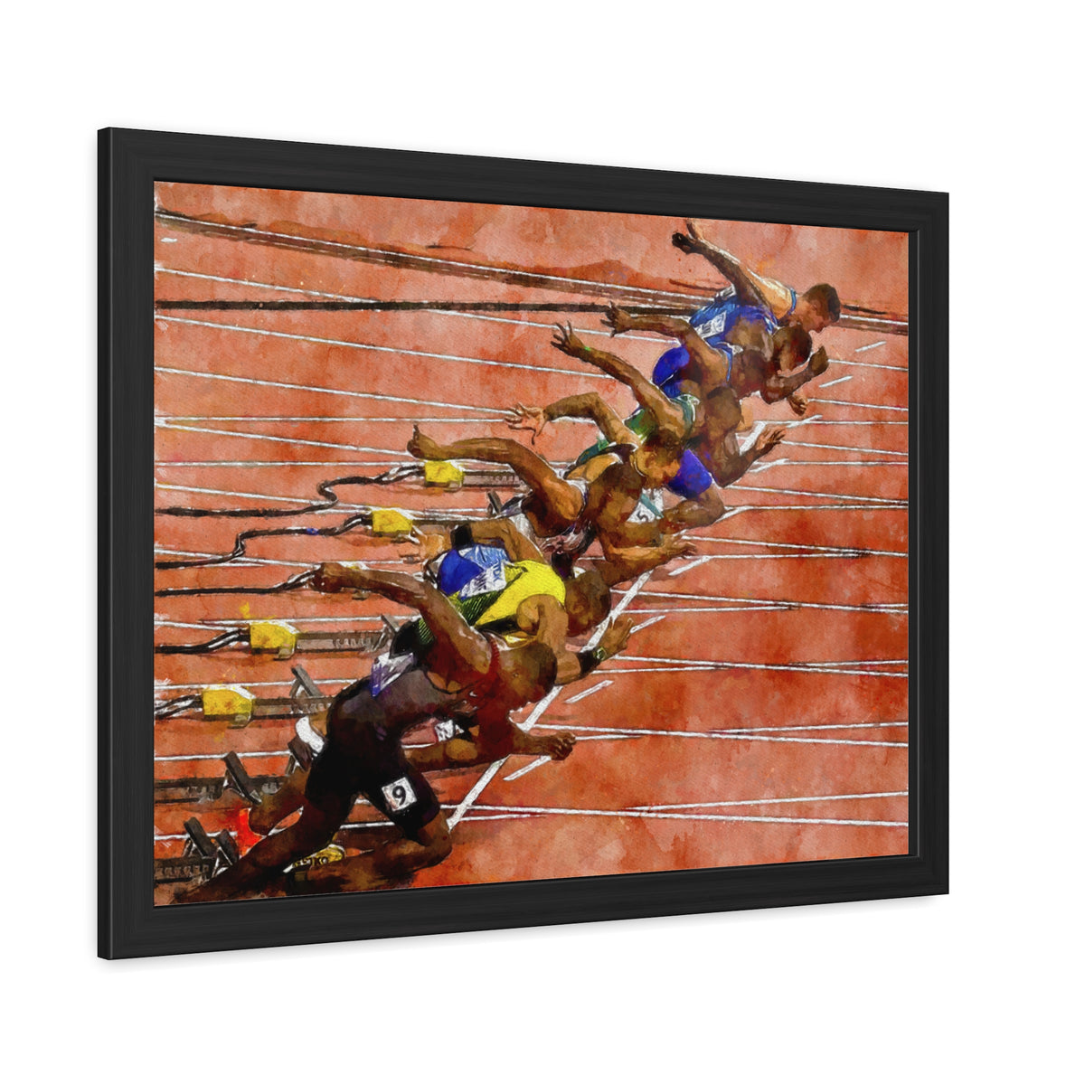 Bold Sprint Racer Expressionist Art - Framed Watercolour Print, Perfect Match Day Memorabilia, Ready to Hang, Athletics Wall Art, Athletics Fan Gift