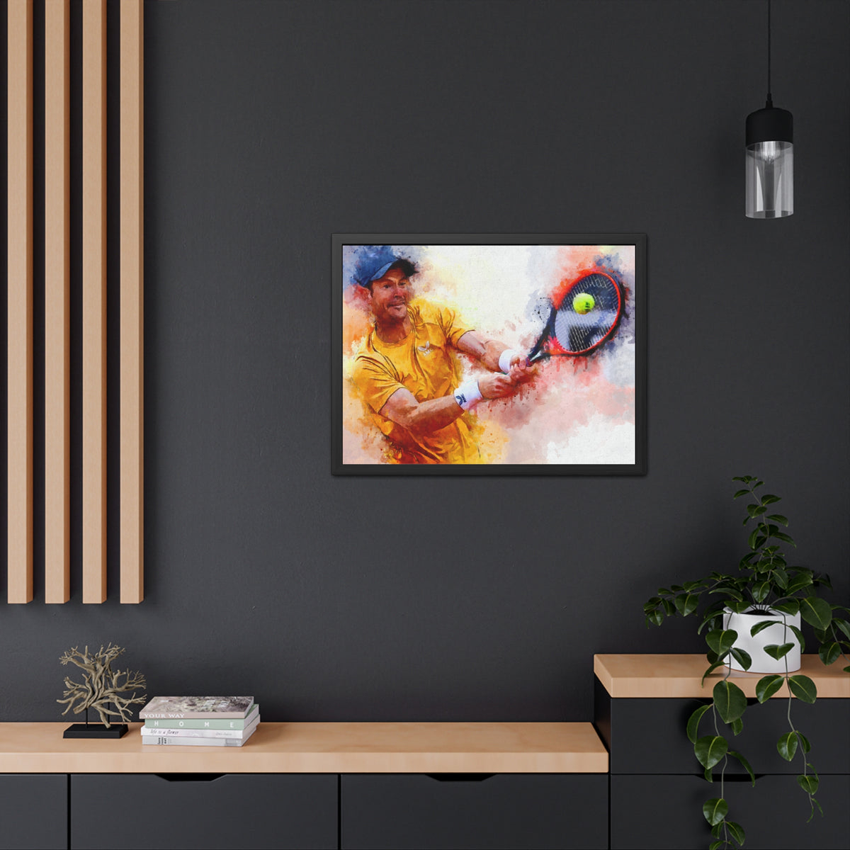 Andy Murray Expressionist Portrait: Ready to Hang Framed Watercolour Fine Art Painting Print Poster, Tennis Wall Art, Tennis Fan Gift