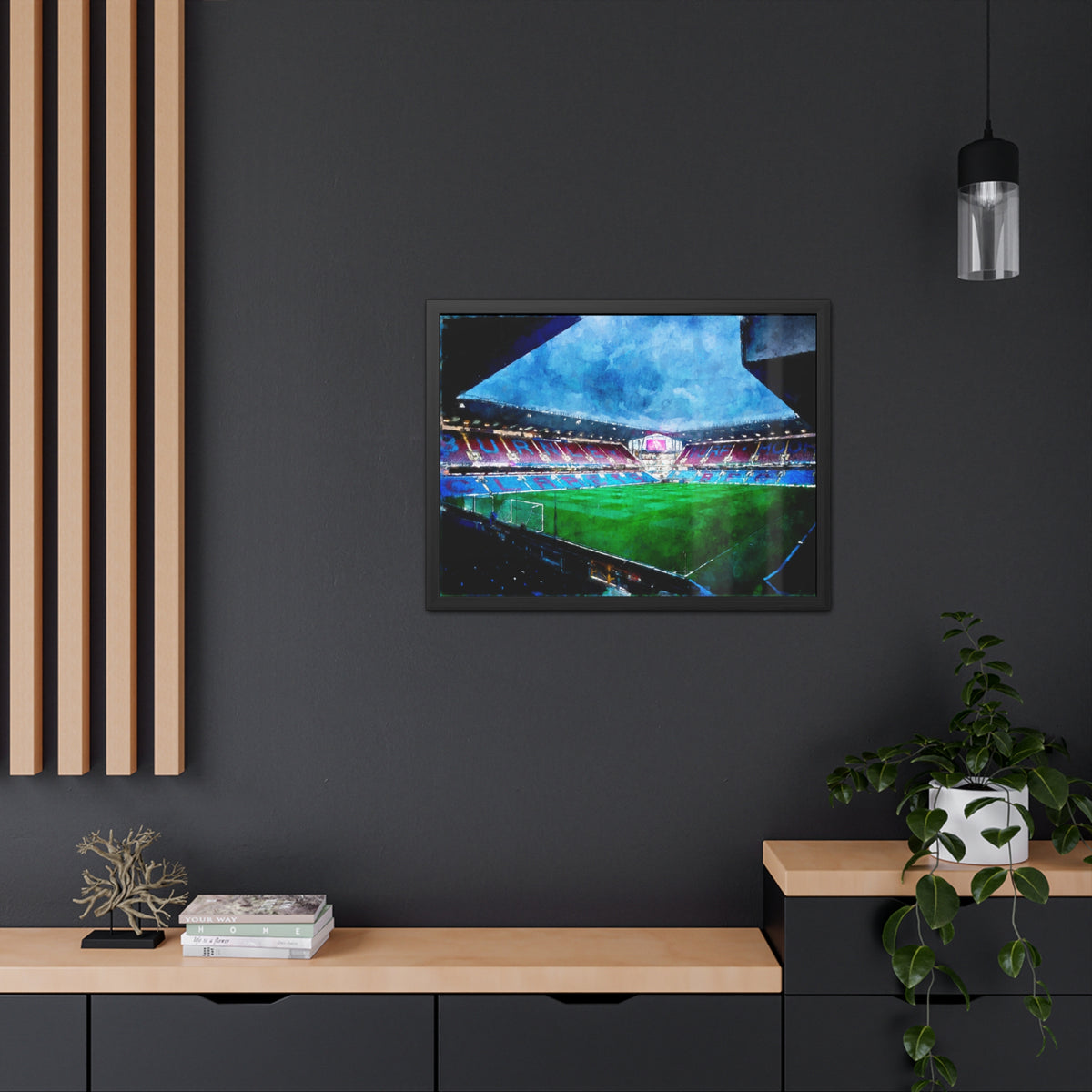 Burnley Turf Moor - Expressionist Modern Art - Ready to Hang Framed Watercolour Fine Art Painting Print Poster, Football Wall Art, Soccer Fan Gift