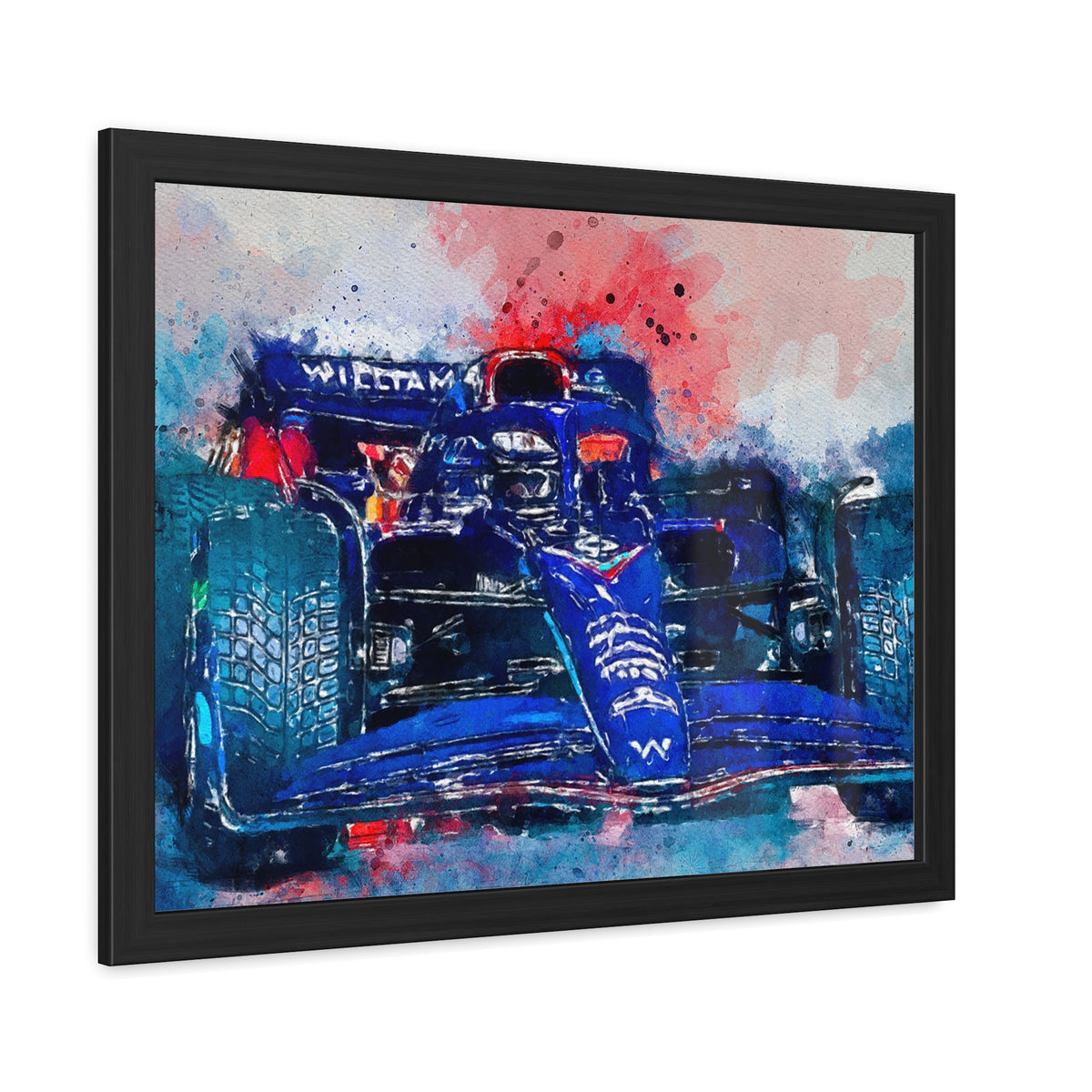 Williams Velocity Unleashed: Framed Watercolour F1 Fine Art Print - Ready to Hang, Wall Art Formula One Gift.