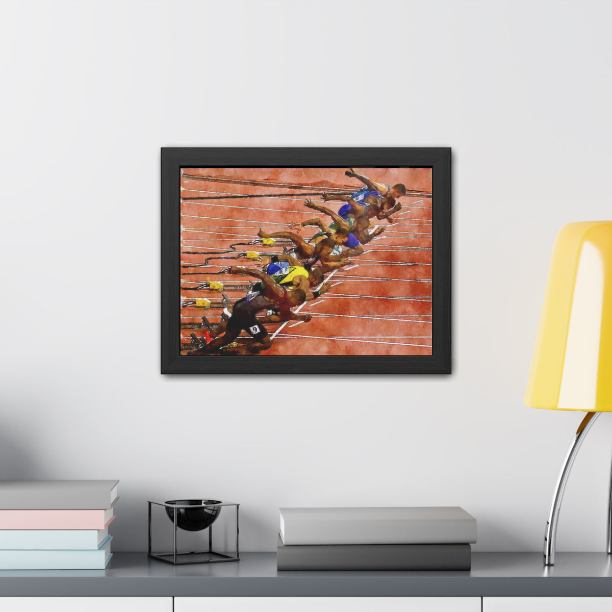 Bold Sprint Racer Expressionist Art - Framed Watercolour Print, Perfect Match Day Memorabilia, Ready to Hang, Athletics Wall Art, Athletics Fan Gift