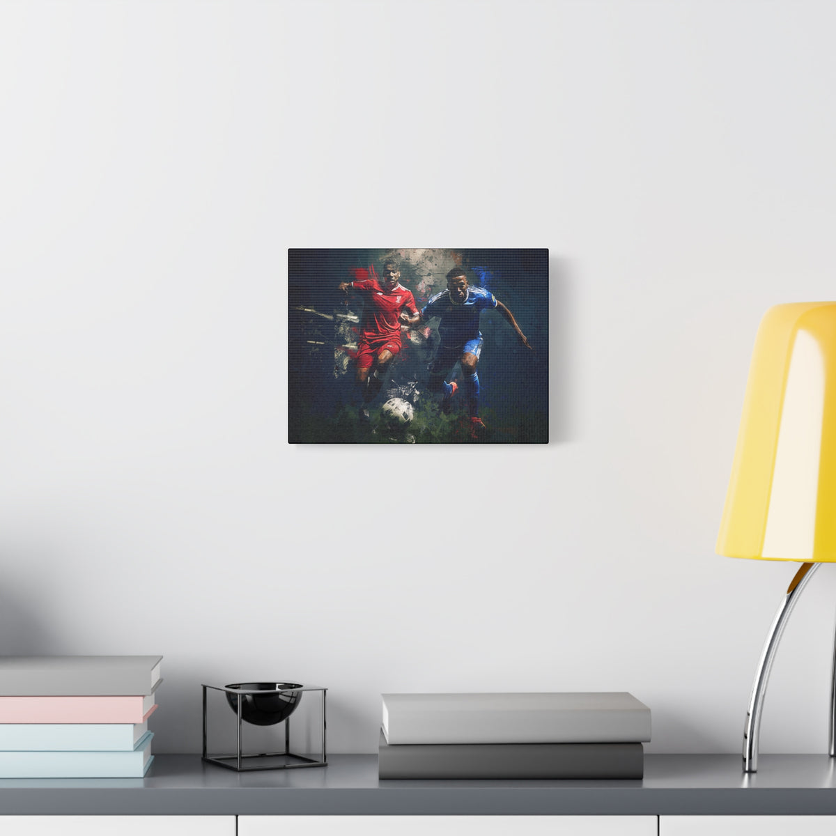 Rivalry Unleashed: Liverpool vs. Everton Expressionist Football Painting Print on Stretched Canvas. Ready to Hang Soccer Fan Gift