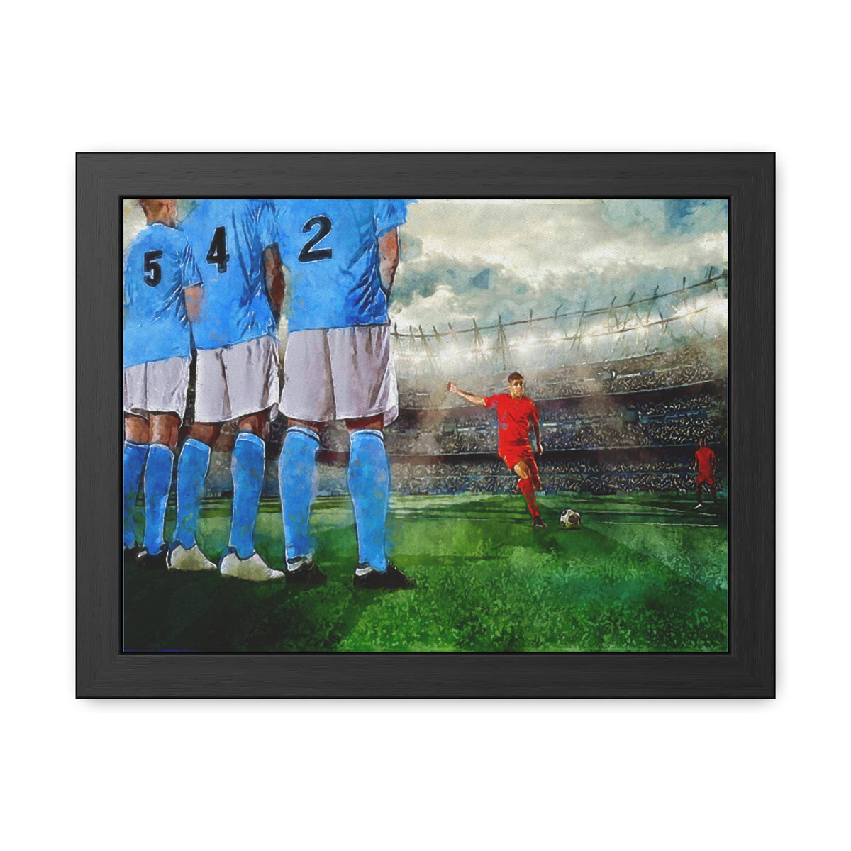 Gap in the Wall: Expressionist Soccer Art - Score the Moment! Ready to Hang Framed Watercolour Art Print, Football Wall Art, Soccer Fan Gift