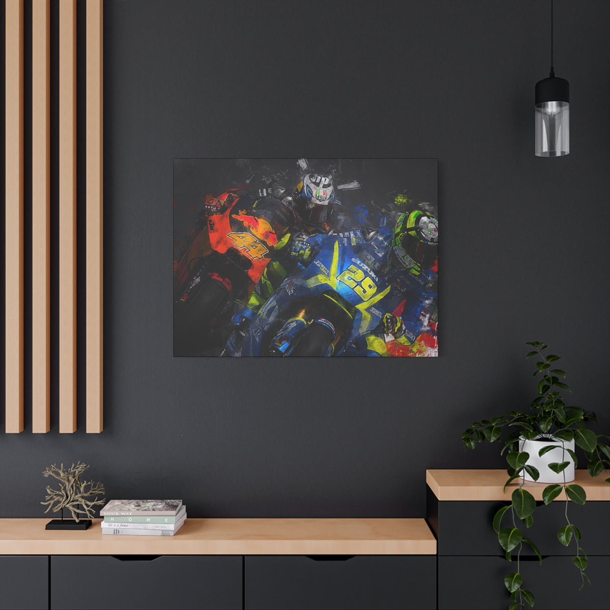 Ride into the MotoGP Thrill: Stretched Canvas Fine Art Print Poster - Ready to Hang, Wall Art MotoGP Gift