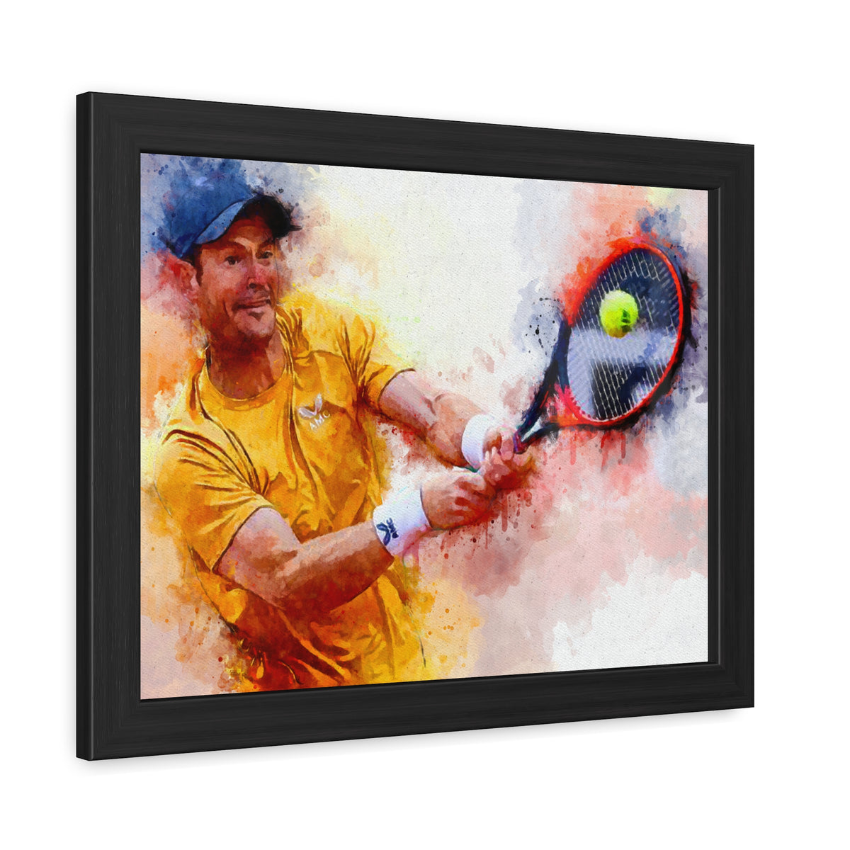 Andy Murray Expressionist Portrait: Ready to Hang Framed Watercolour Fine Art Painting Print Poster, Tennis Wall Art, Tennis Fan Gift