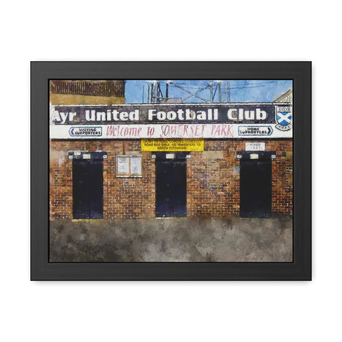 Ayr United Somerset Park Watercolour Painting ,Ready to Hang Framed Watercolour Fine Art Painting Print Poster, Football Wall Art, Soccer Fan Gift
