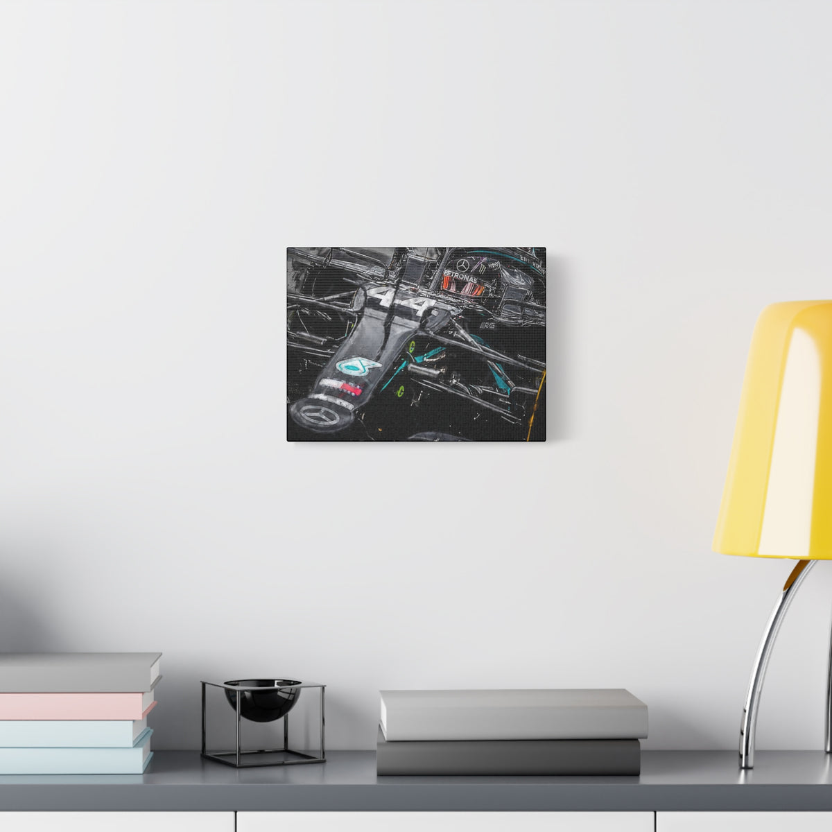 Drive into Mercedes Elegance: Stretched Canvas Fine Art F1 Print Poster - Ready to Hang, Wall Art Formula One Gift