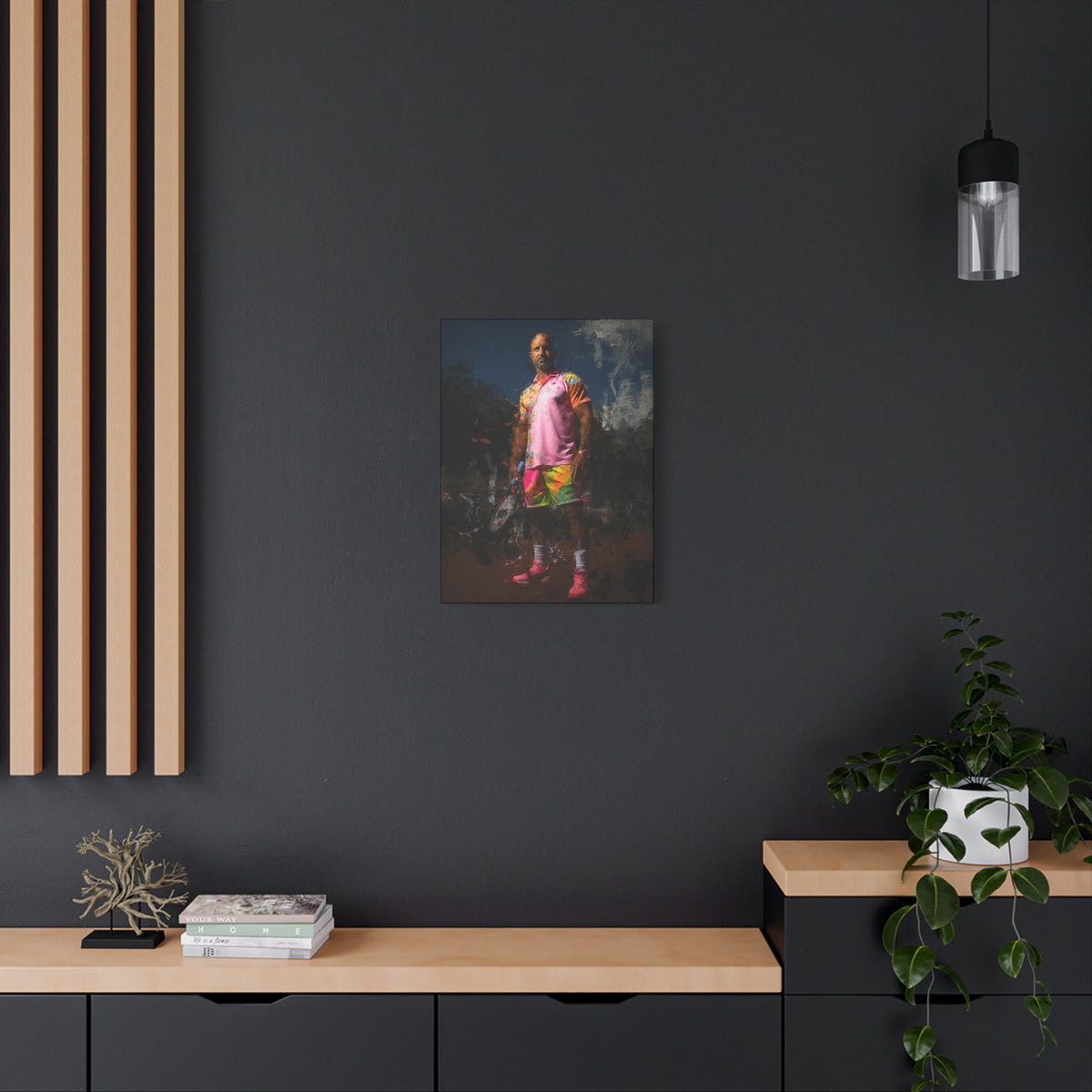 Andre Agassi Tennis Legend: Expressionist Modern Art Painting on Canvas - Stretched Canvas Tennis Fine Art Print Poster- Ready to Hang Wall Art, Tennis Fan Gift