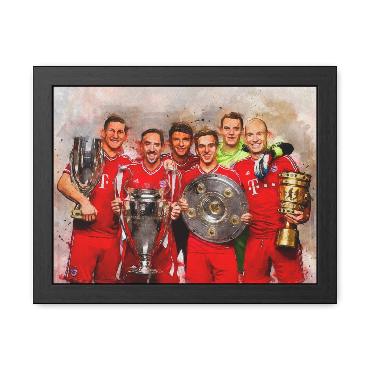 Champions League Winners 2013 Bayern Munich Watercolour Painting, Ready to Hang Framed Art Print Poster, Bayern Fan Gift