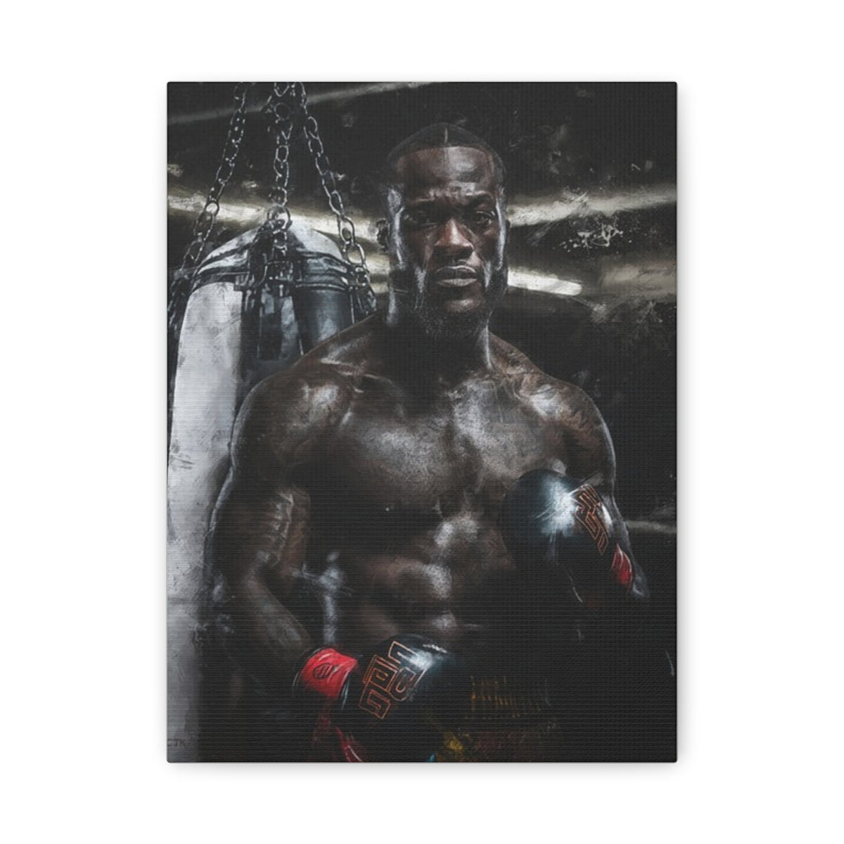 Deontay Wilder Portrait Painting: Power and Precision - Stretched Canvas Fine Art Boxing Print Poster, Ready to Hang, Wall Art Boxing Gift