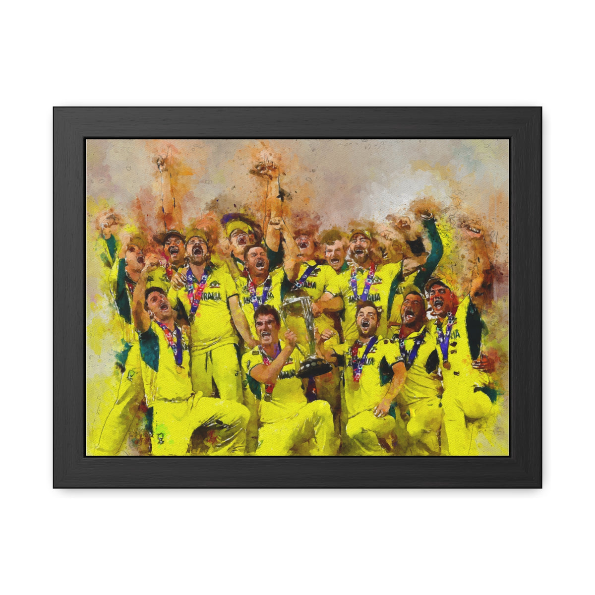 2023 Cricket World Cup Triumph: Australia's Celebratory Scene in Watercolour - Fine Art Print, Ready to Hang, Wall Art Cricket Gift