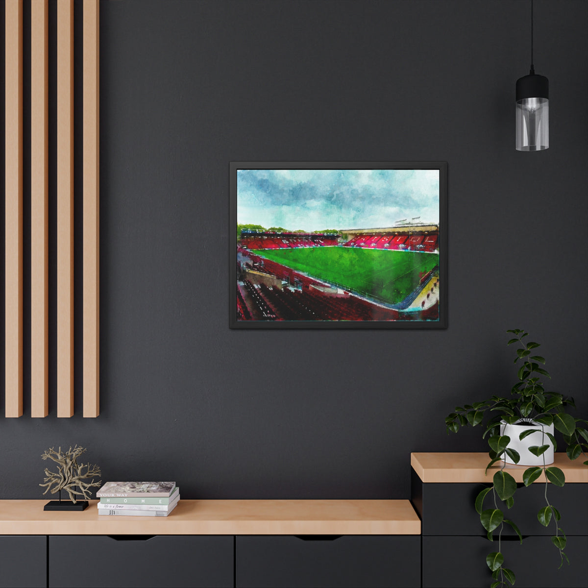 Ashton Aura: Bristol Rugby Painting - Ready to Hang Framed Fine Art Rugby Print Poster, Stadium Ground Wall Art, Bears Rugby Fan Gift