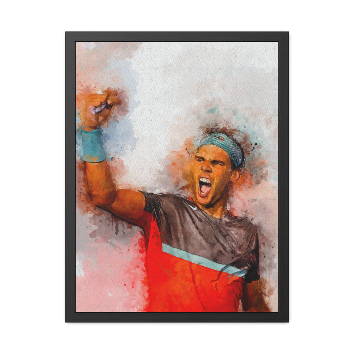 Roger Federer Tennis Legend Portrait: Ready to Hang Framed Watercolour Fine Art Painting Print Poster, Tennis Wall Art, Tennis Fan Gift