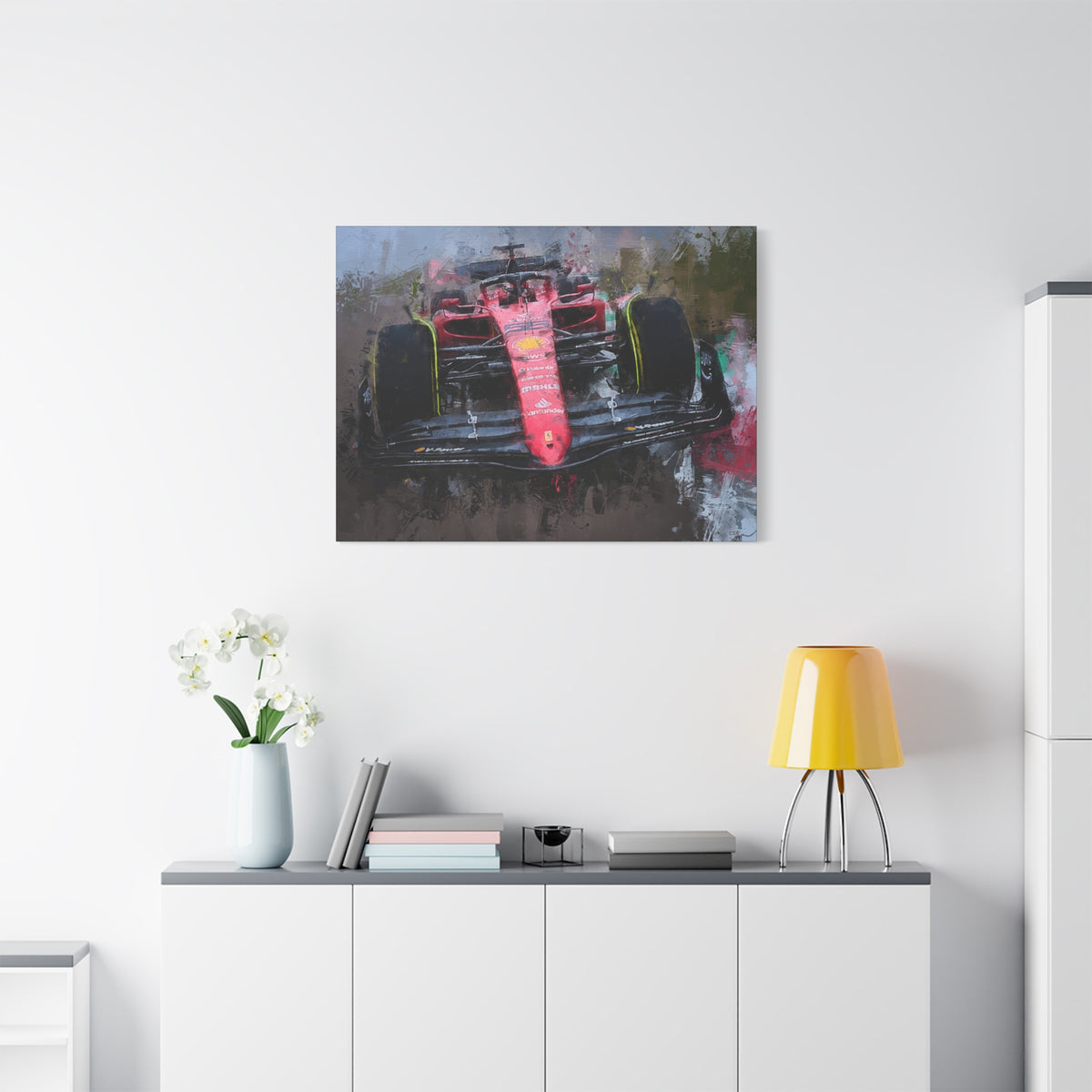 Roar of the Track: Stretched Canvas F1 Racing Car Fine Art Print Poster - Ready to Hang, Wall Art Formula One Gift