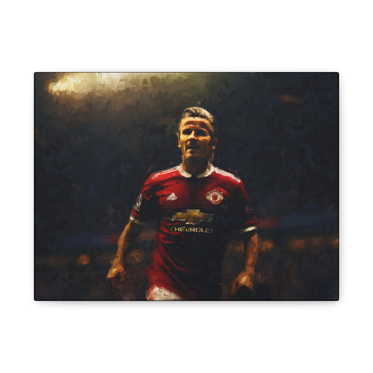 Beckham Brilliance Impressionist Portrait, Stretched Canvas Football Fine Art Print Poster, Ready to Hang Football Wall Art, Soccer Fan Gift