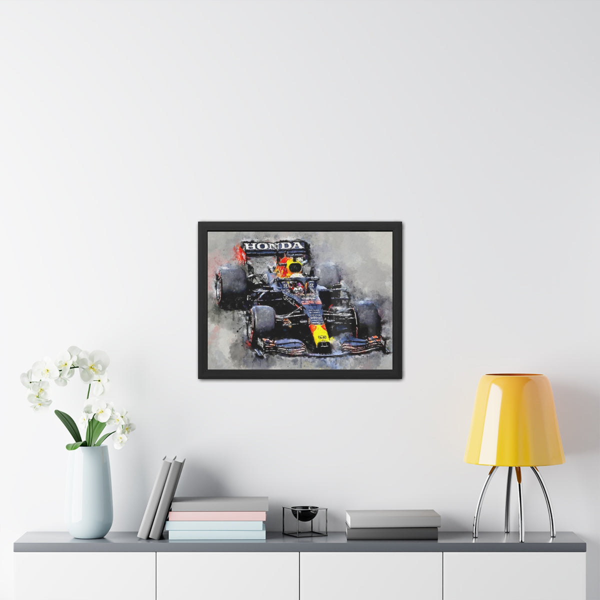 Embark on a Thrilling Red Bull Ride: Framed Watercolour F1 Fine Art Print - Ready to Hang, Wall Art Formula One Gift.