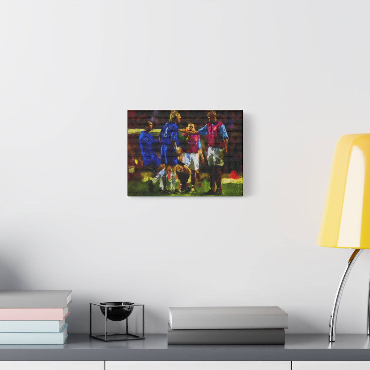 Birmingham vs. Villa Derby Ready to Hang Framed Impressionist Fine Art Painting Print Poster, Football Wall Art, Soccer Fan Gift