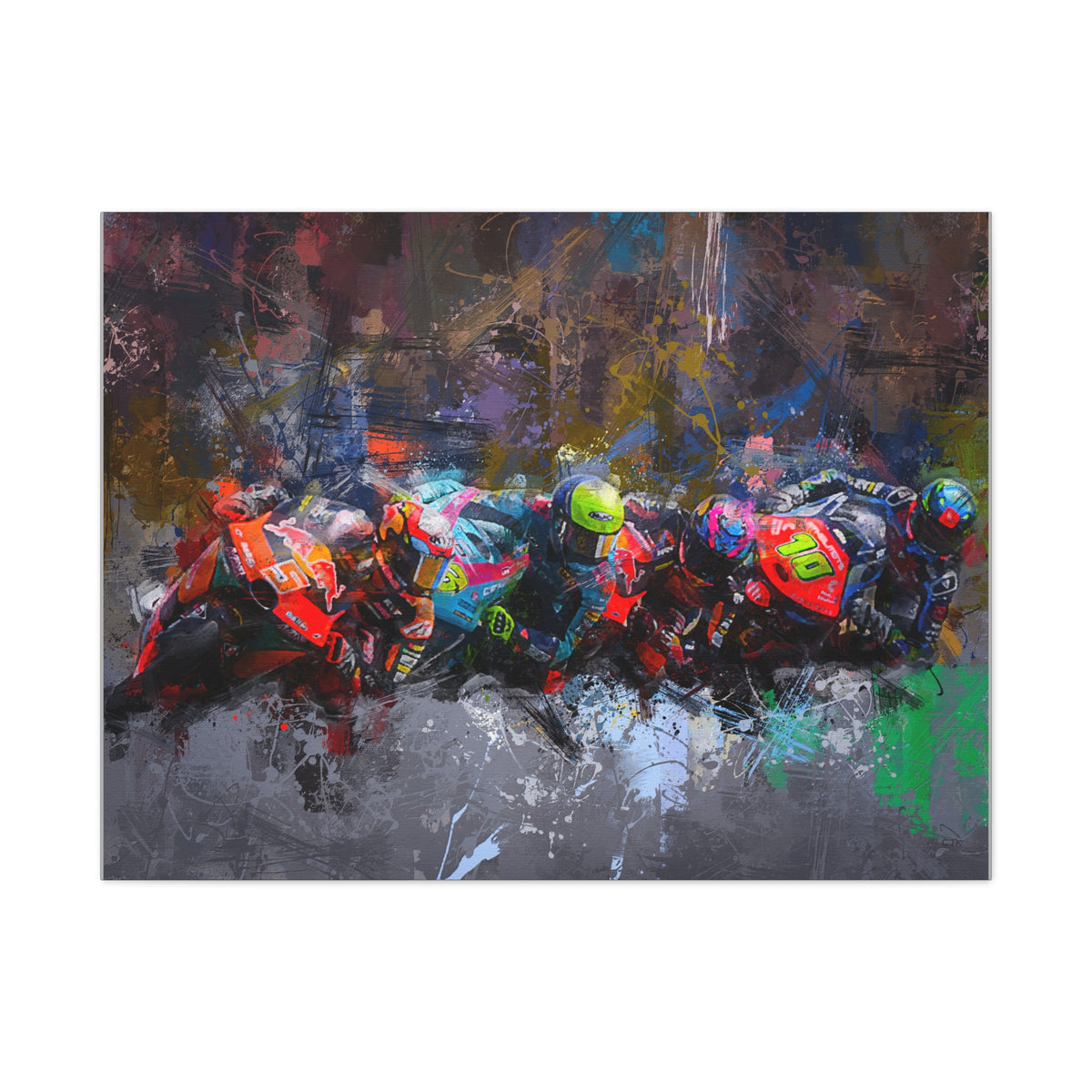 Racing Elegance: Stretched Canvas MotoGP Fine Art Print Poster - Ready to Hang, Wall Art MotoGP Gift