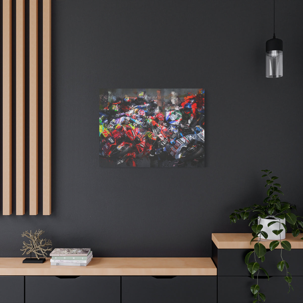 MotoGP Start Line Masterpiece: Stretched Canvas Fine Art Print Poster - Ready to Hang, the Ultimate Wall Art MotoGP Gift
