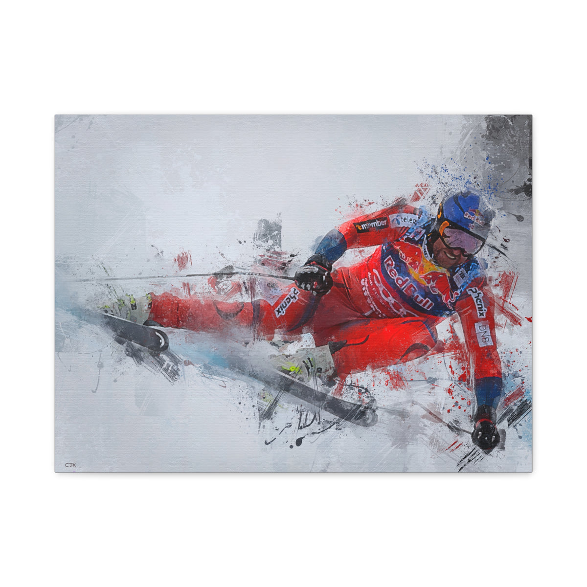 Captivating Aksel Lund Svindal Skiing Painting Print - Stretched Canvas Skiing Fine Art Print Poster- Ready to Hang Wall Art, Skier Gift