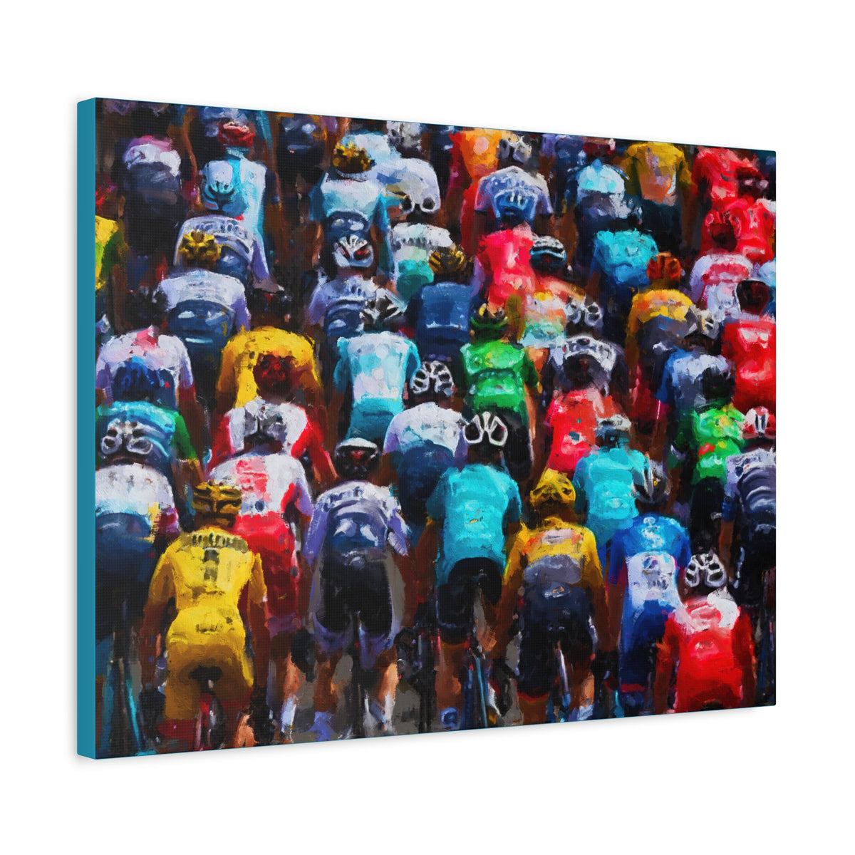 Cycling Harmony-Peloton Rhapsody: Expressionist Oil Painting Canvas Art Print - Ready to Hang , Matte Canvas, Stretched, 1.25"