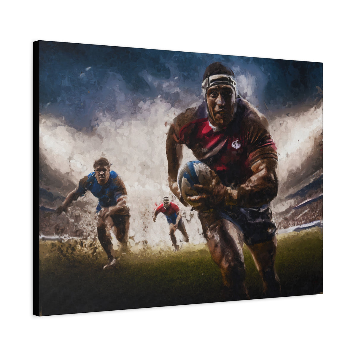 Rugby in Motion: Impressionist Canvas Fine Art Print - Ready to Hang Wall Art, Rugby Fanatic Gift