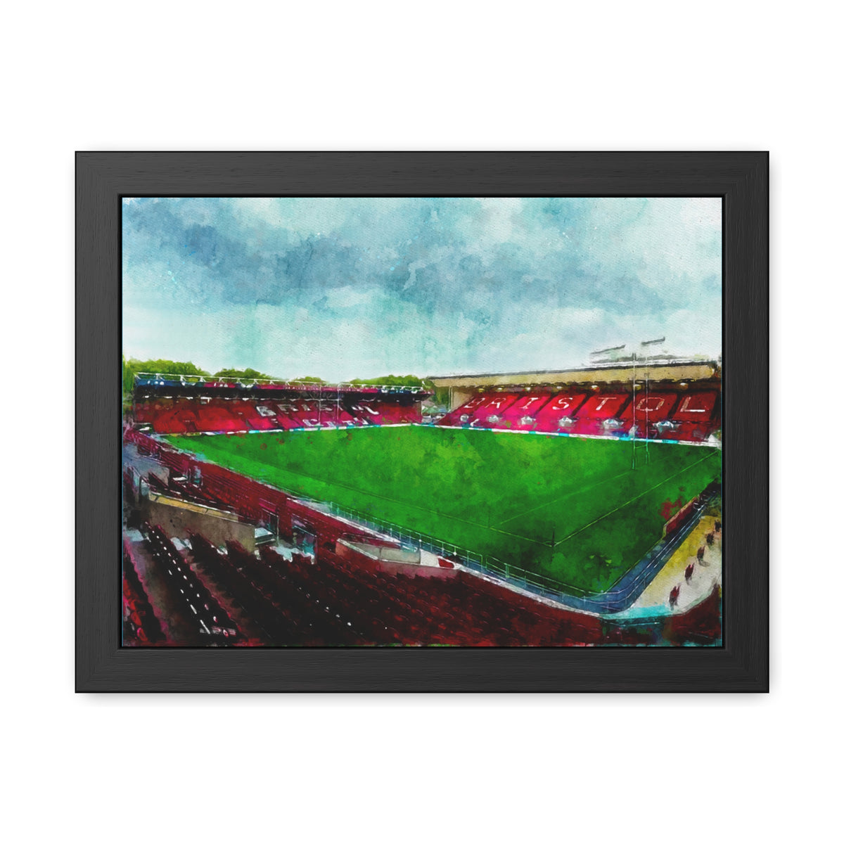 Ashton Aura: Bristol Rugby Painting - Ready to Hang Framed Fine Art Rugby Print Poster, Stadium Ground Wall Art, Bears Rugby Fan Gift